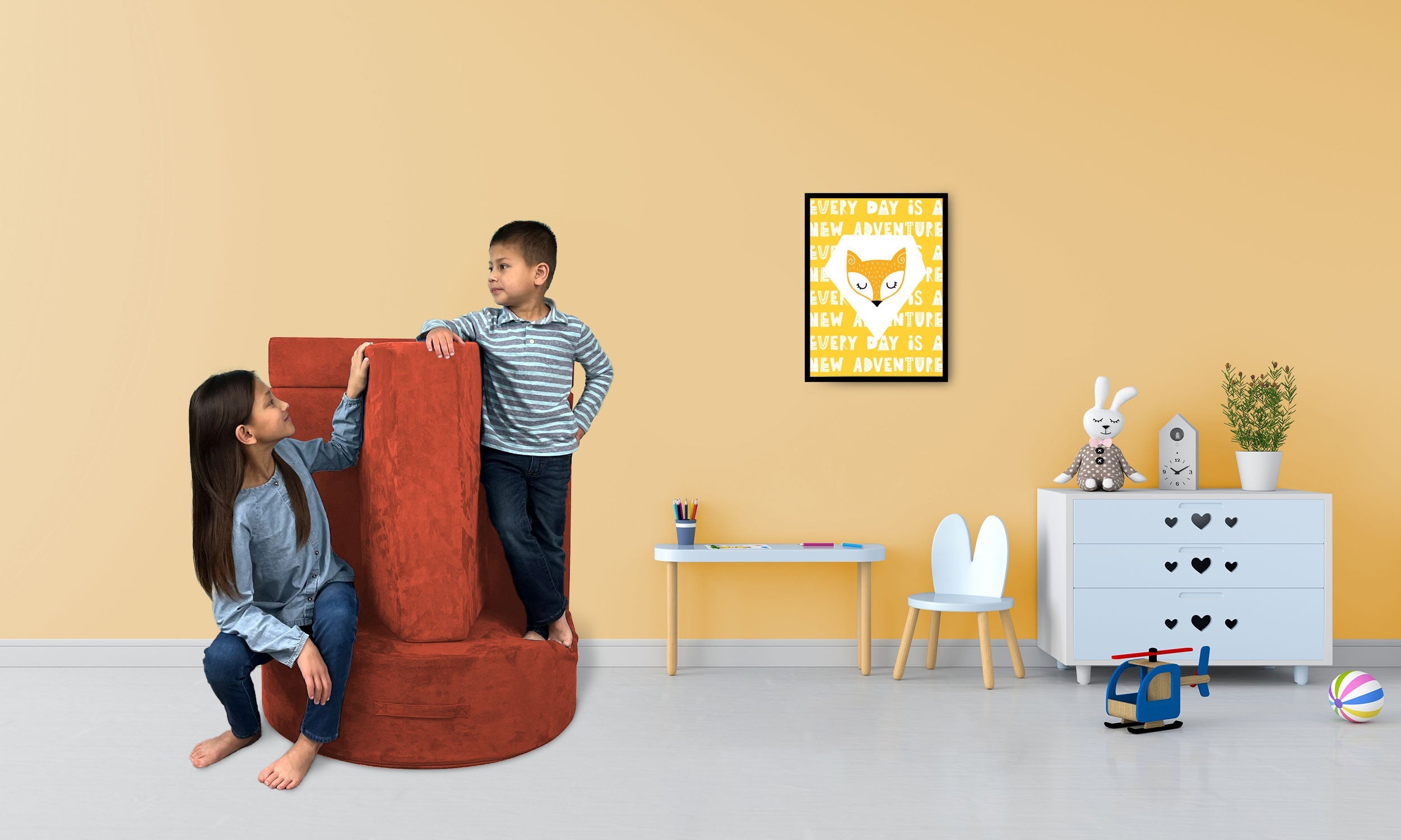 5 Piece Soft Furniture Playset Modular Microsuede Foam Play Couch For Creative Kids