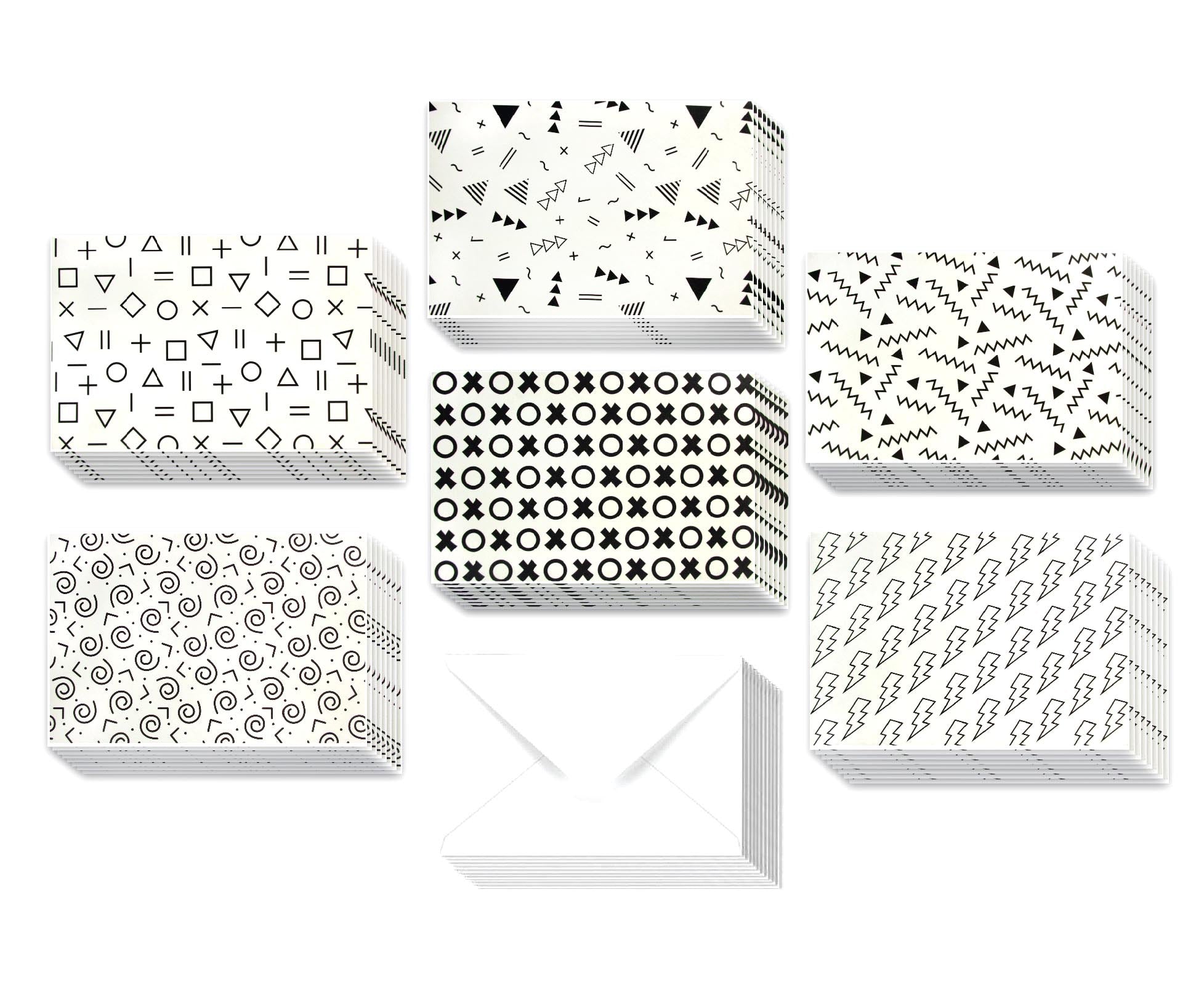 80’s Black And White - 36 Pack Assorted Greeting Cards For All Occasions - 6 Design