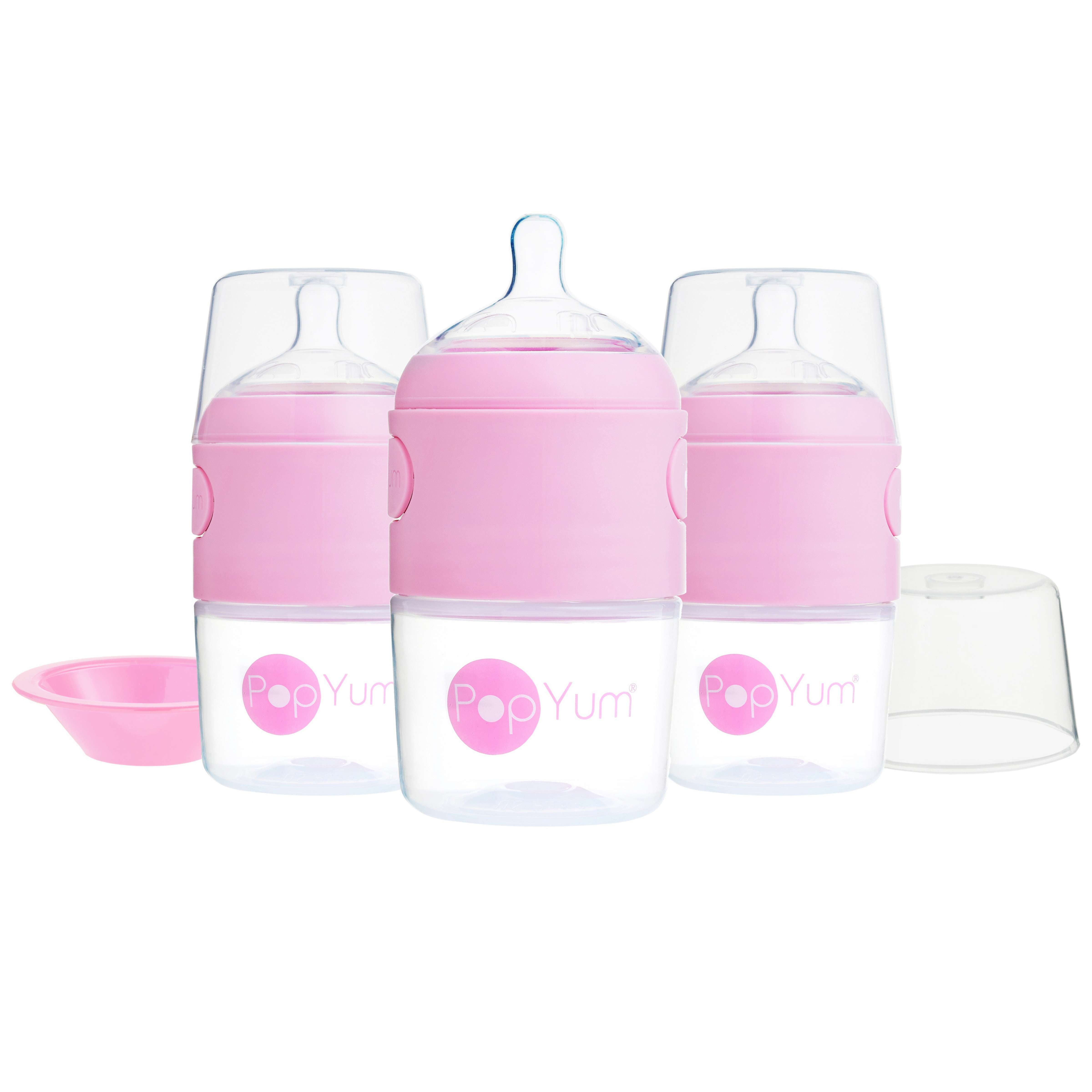 Popyum 5oz Anti-colic Baby Bottle For Breast And Formula Feeding, 3-pack, Pink, #1 Slow Flow Nipples