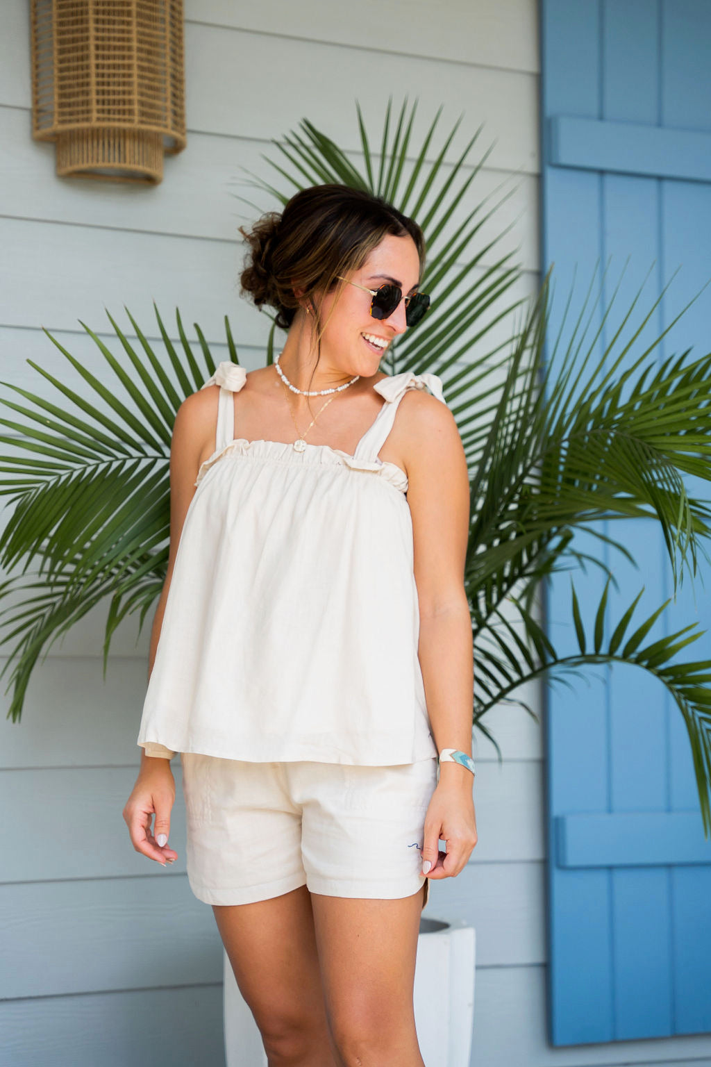 Women's Bamboo Breeze Tie-shoulder Top Sand Dollar