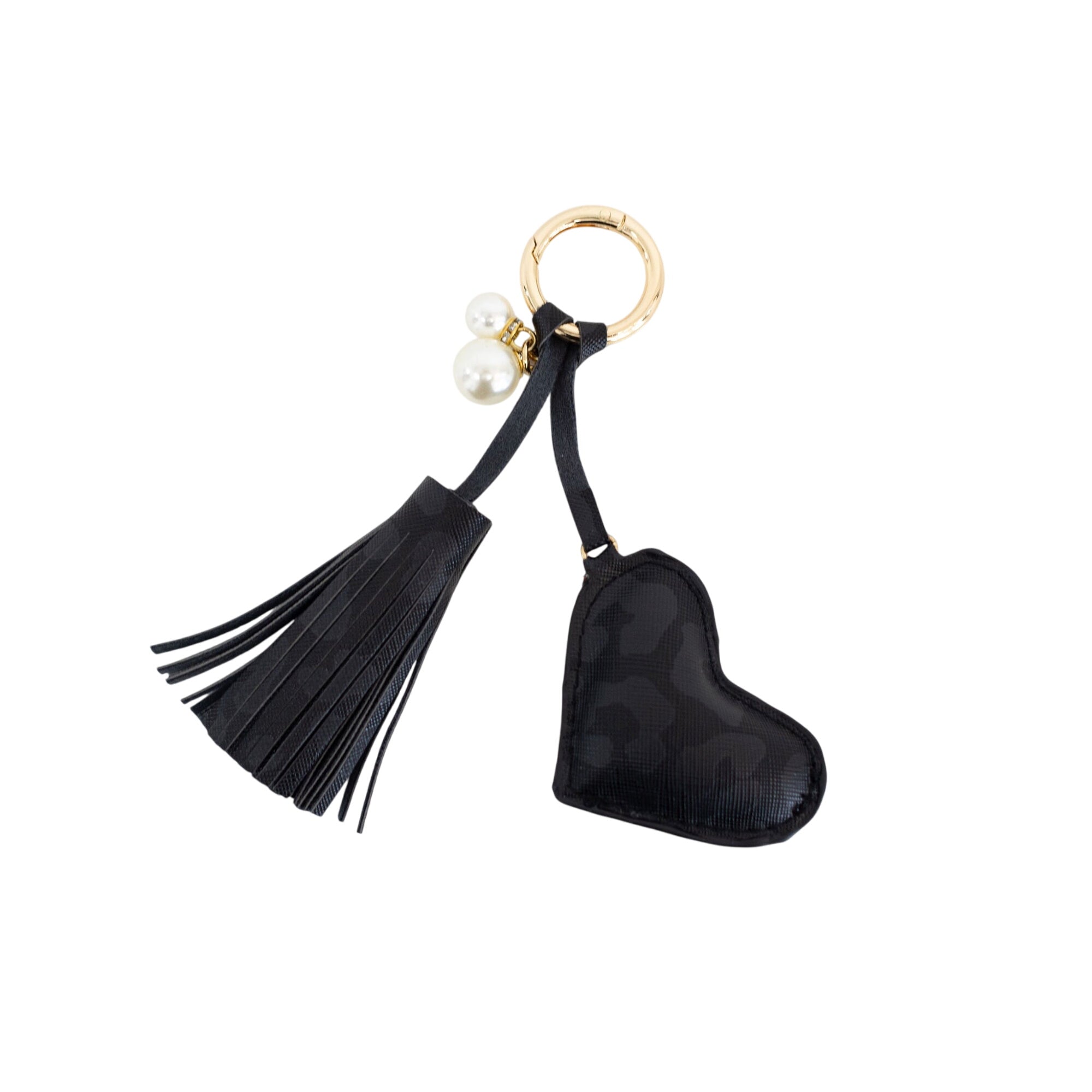 Black Leopard Dusti Rose Heart Keychain