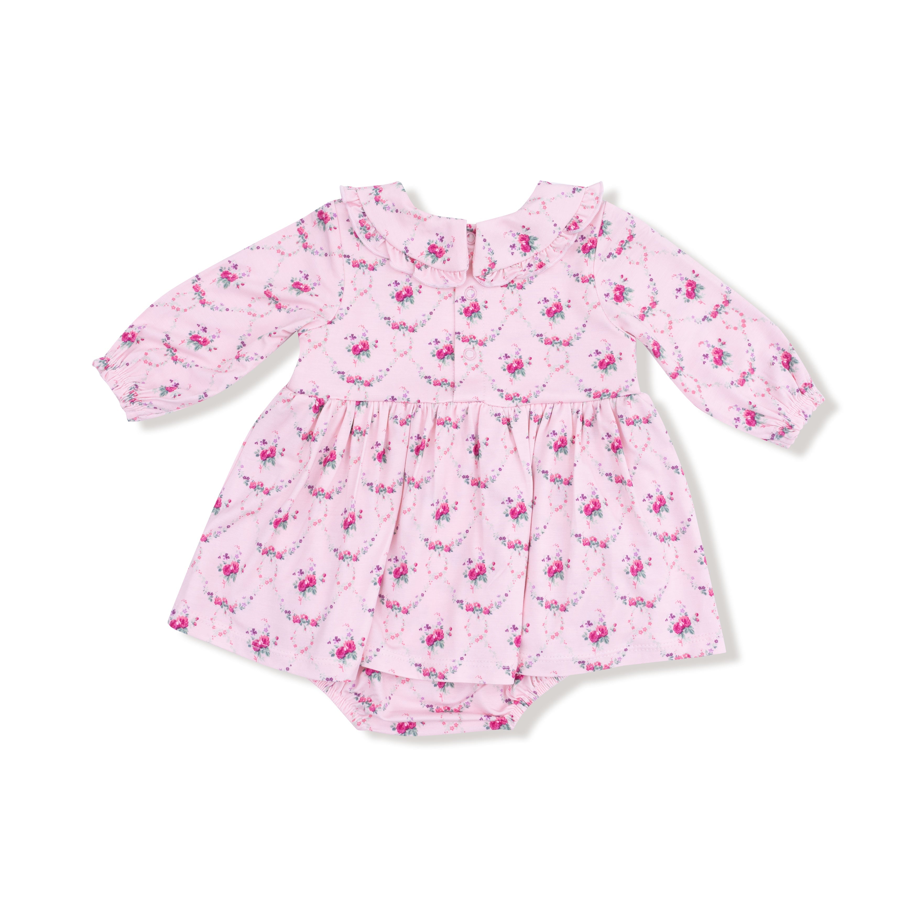 Long Sleeve Peter Pan Ruffle Collar Bubble With Skirt