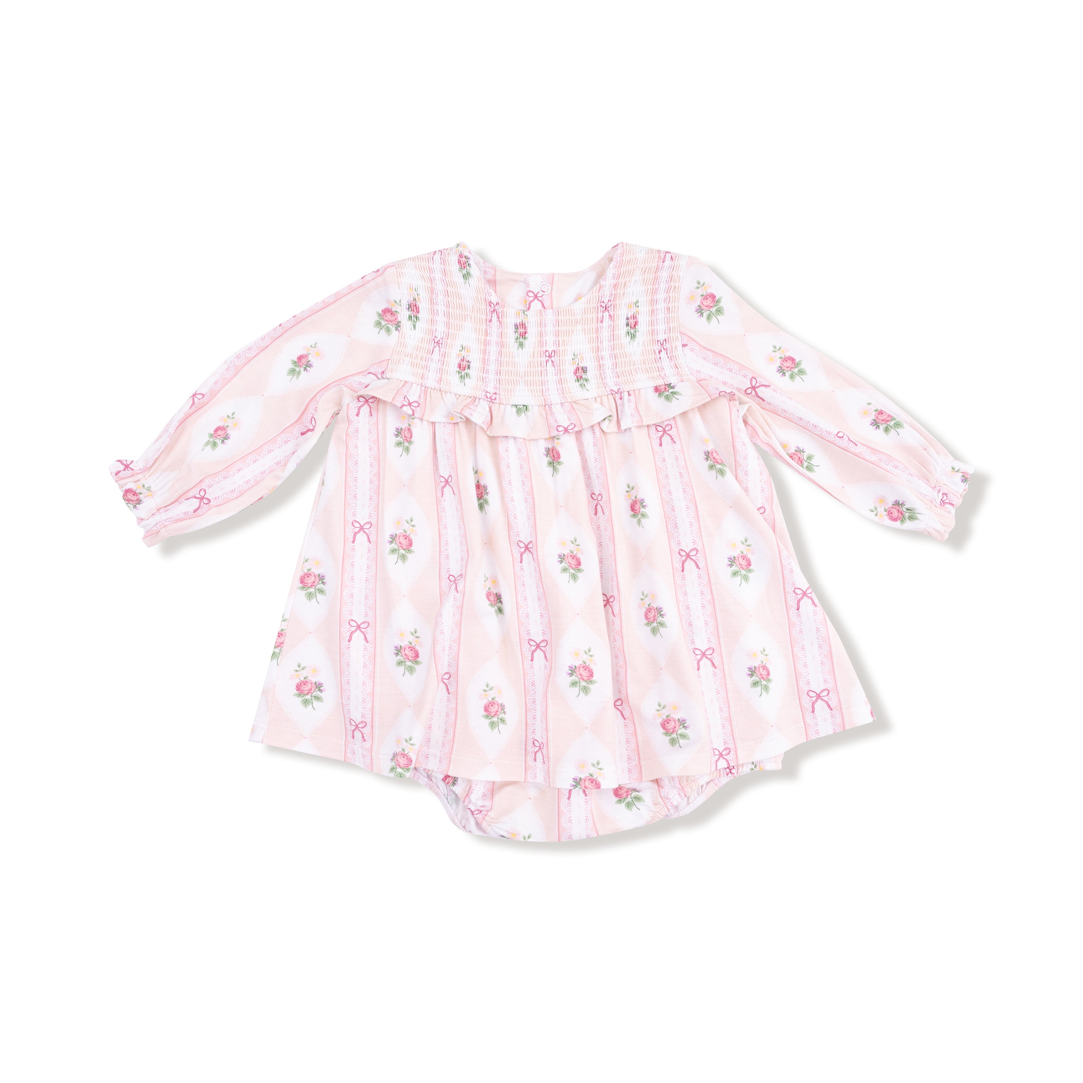 Long Sleeve Smocked Ruffle Bubble With Skirt