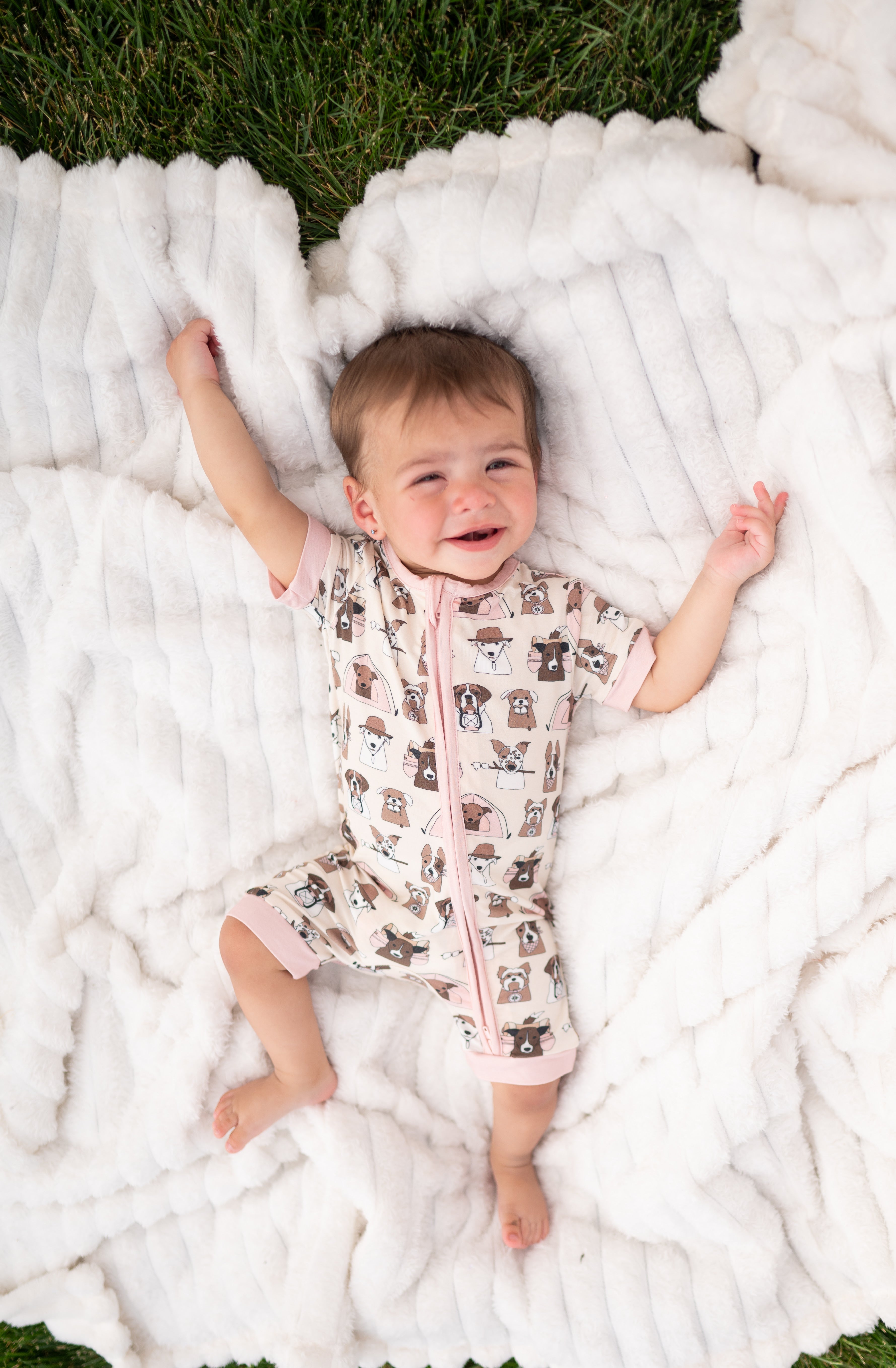Camp Paws (romper) - Pink