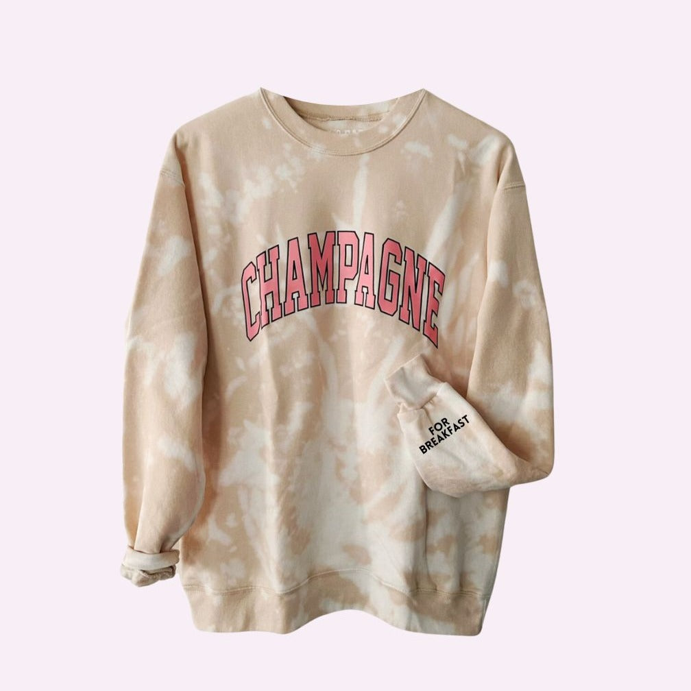 Champagne ♡ Tie-dye Sweatshirt With Customizable Cuff