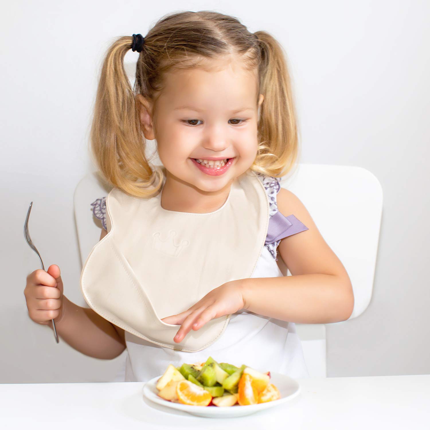 Modern - Set Of Soft Vegan Leather Easy Clean Bibs 9-18 Months By Bleu La La