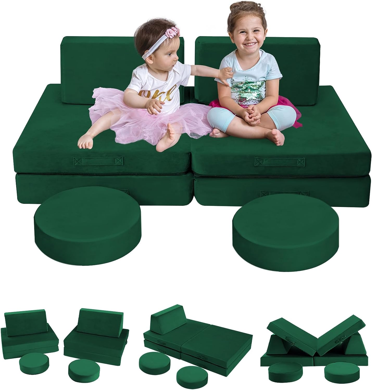 8-piece Kids Play Couch Solid Color