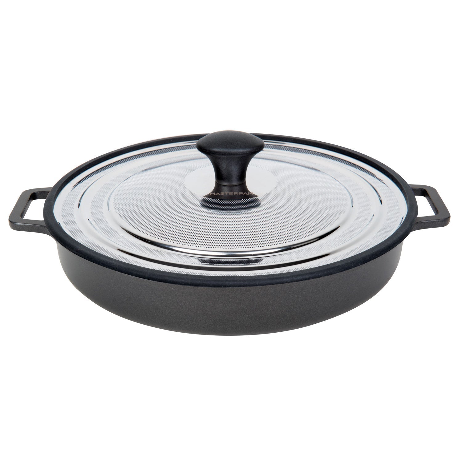 Masterpan Nonstick Stovetop Oven Grill Pan & Stainless Steel Lid, Black 12" (30cm)