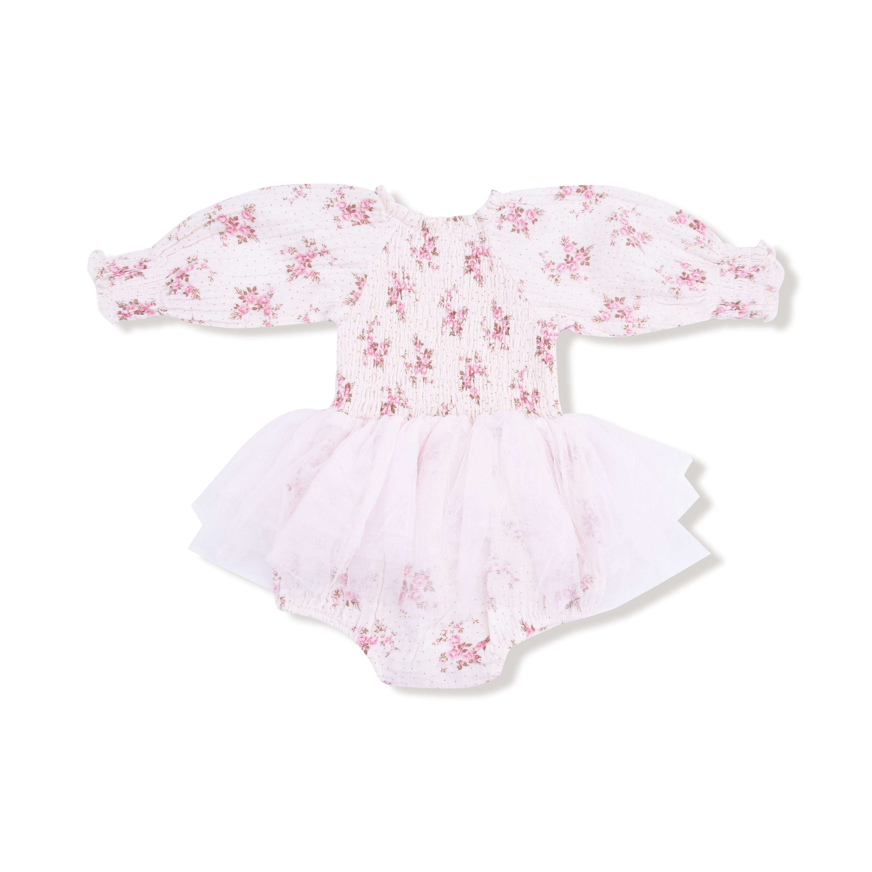 Long Sleeve Smocked Bubble With Tutu