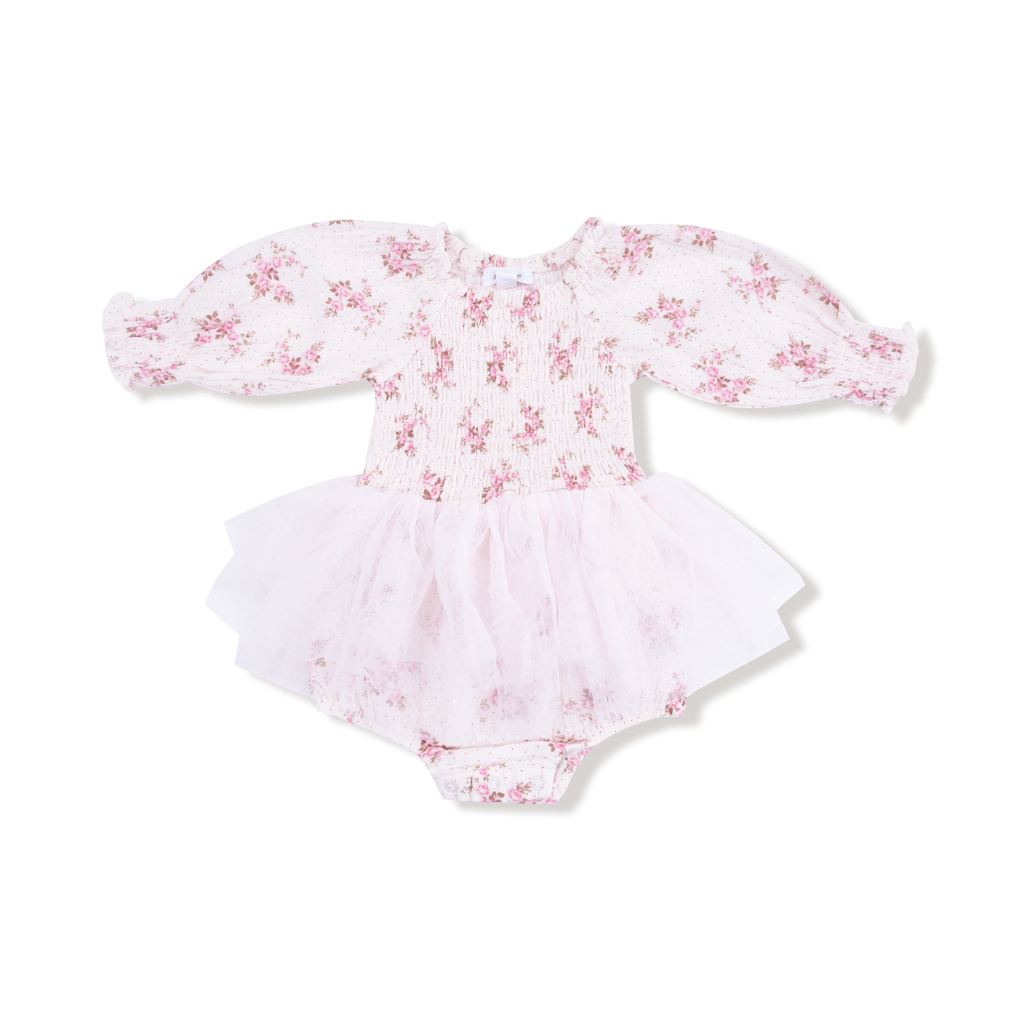 Long Sleeve Smocked Bubble With Tutu