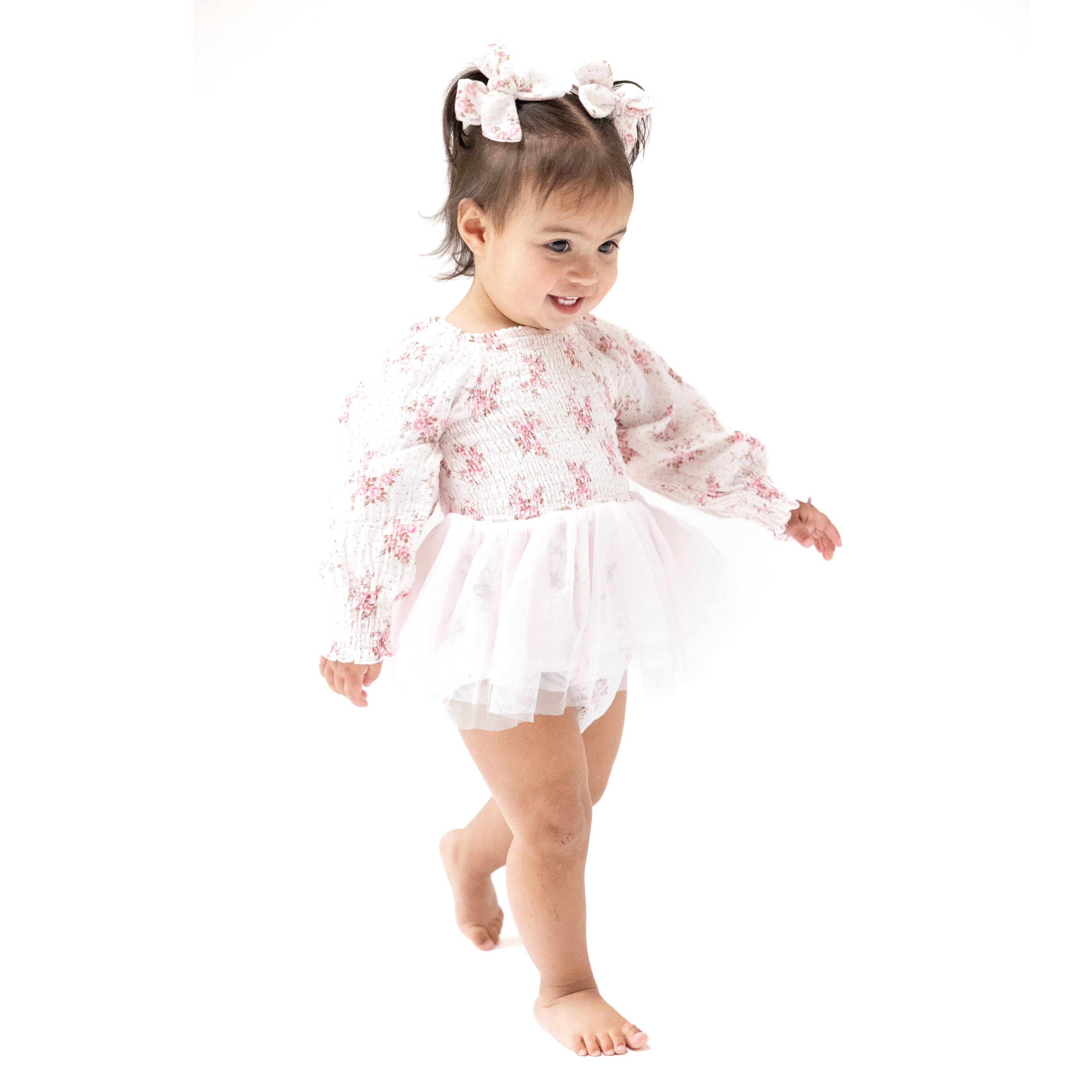 Long Sleeve Smocked Bubble With Tutu