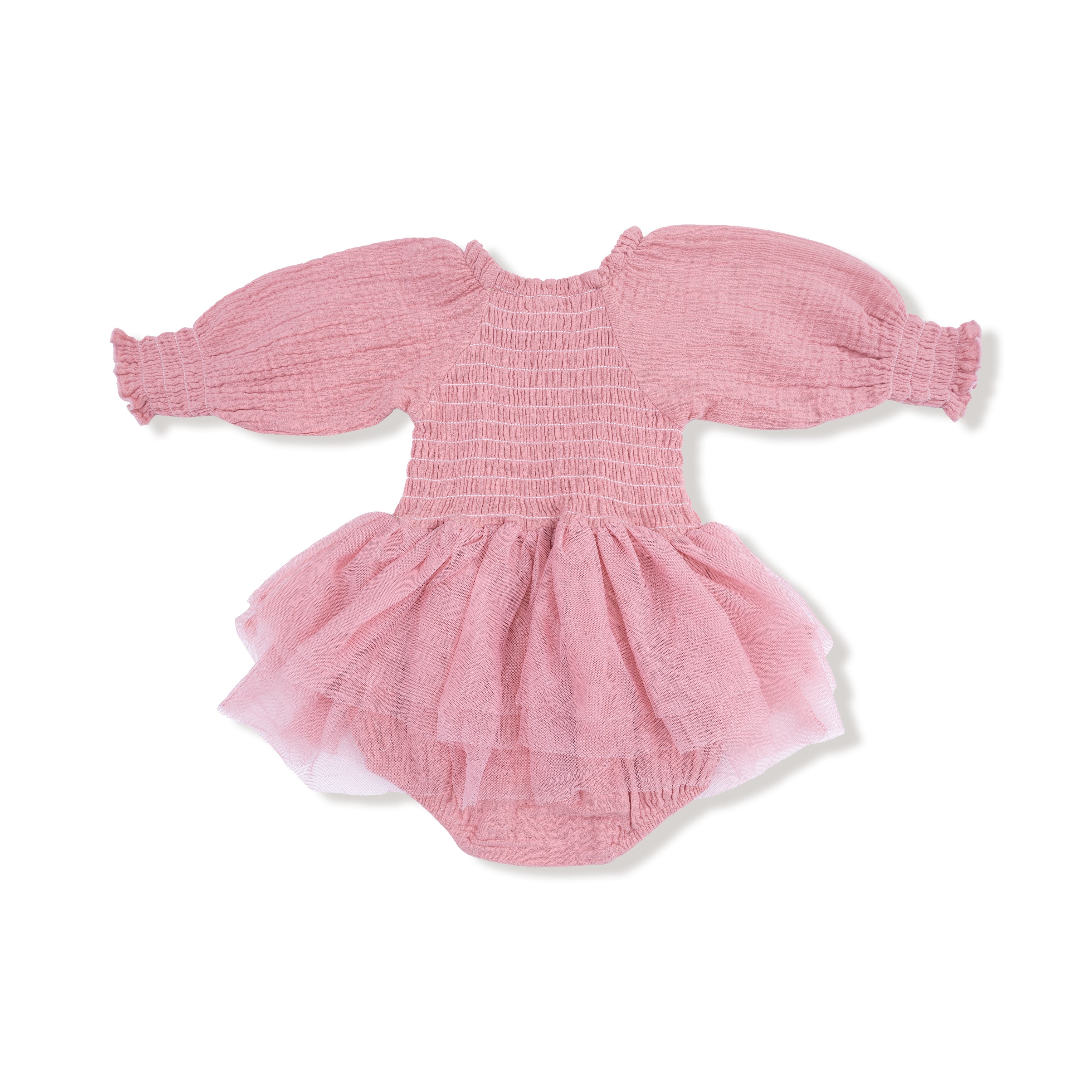 Long Sleeve Smocked Bubble With Tutu
