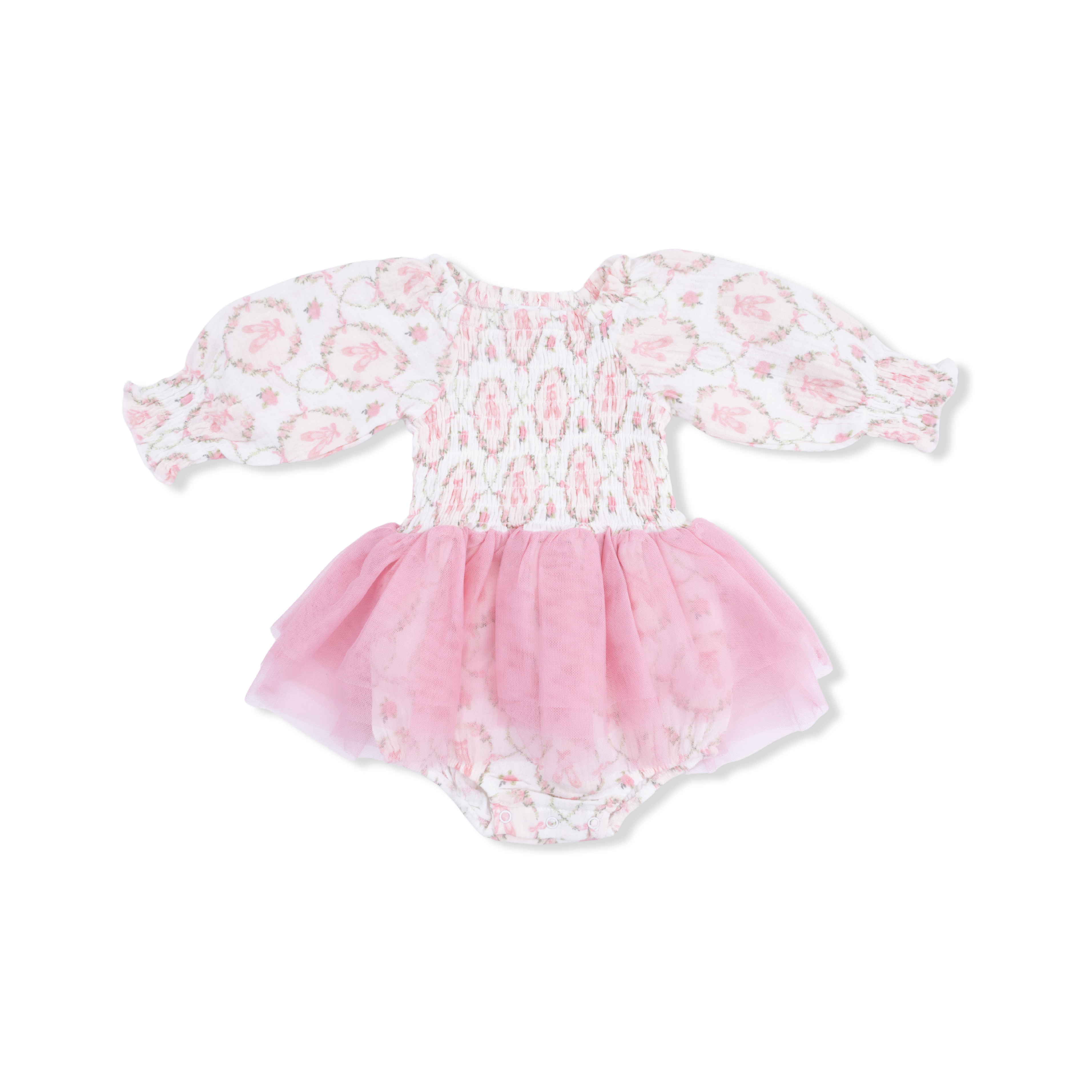 Cameo Ballet Shoes - Long Sleeve Smocked Bubble With Tutu