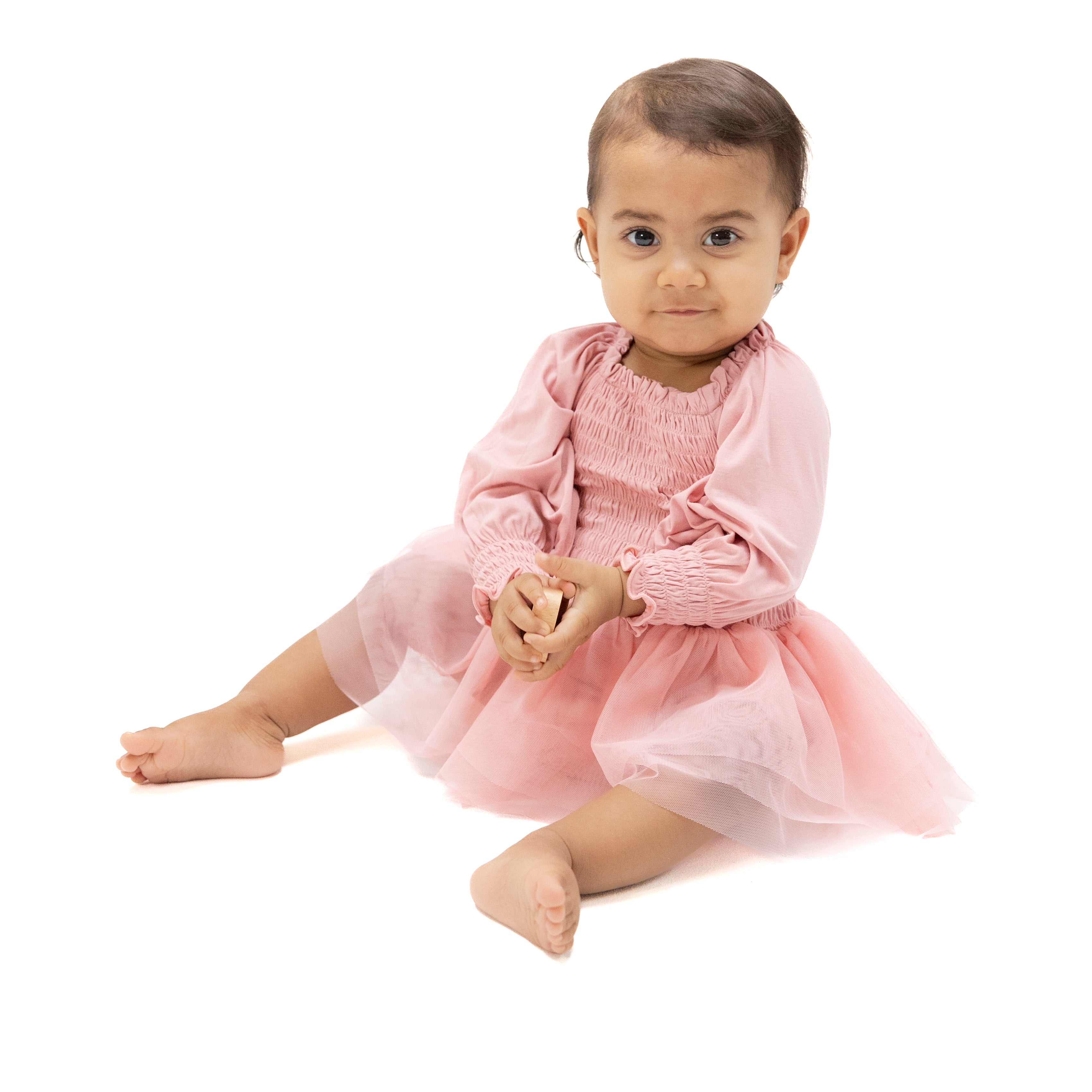 Solid Lotus - Long Sleeve Smocked Bubble With Tutu