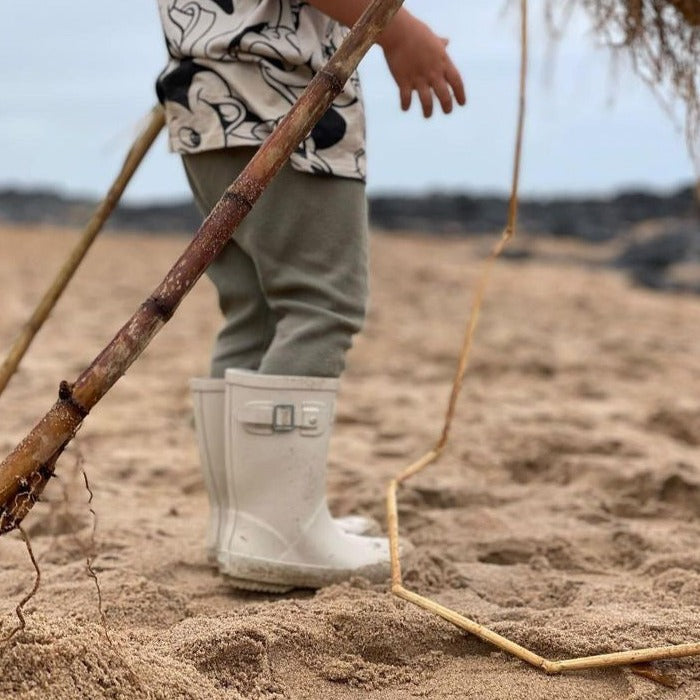 Toddler Rain Boots in Cream - Captain Peabody