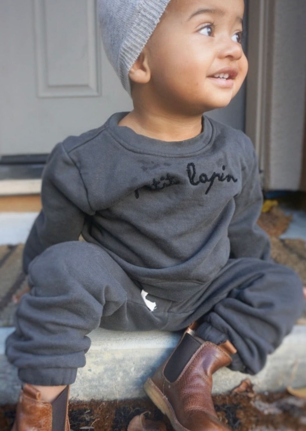 Finley | Cotton Fleece Sweatsuit Set | Petit Lapin | Midnight