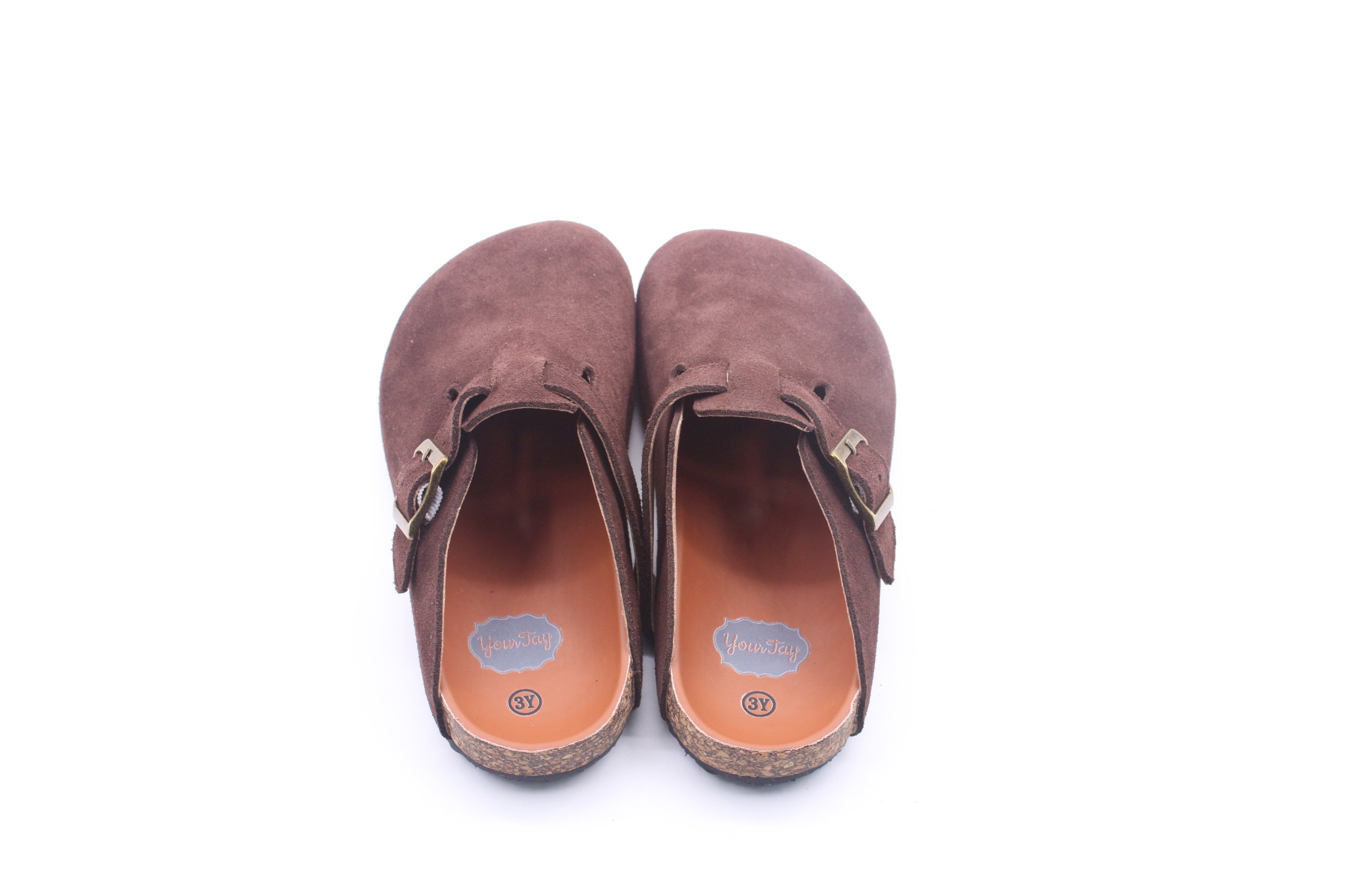 Queens Closed Toe Footbed Sandals - Brown Suede Leather