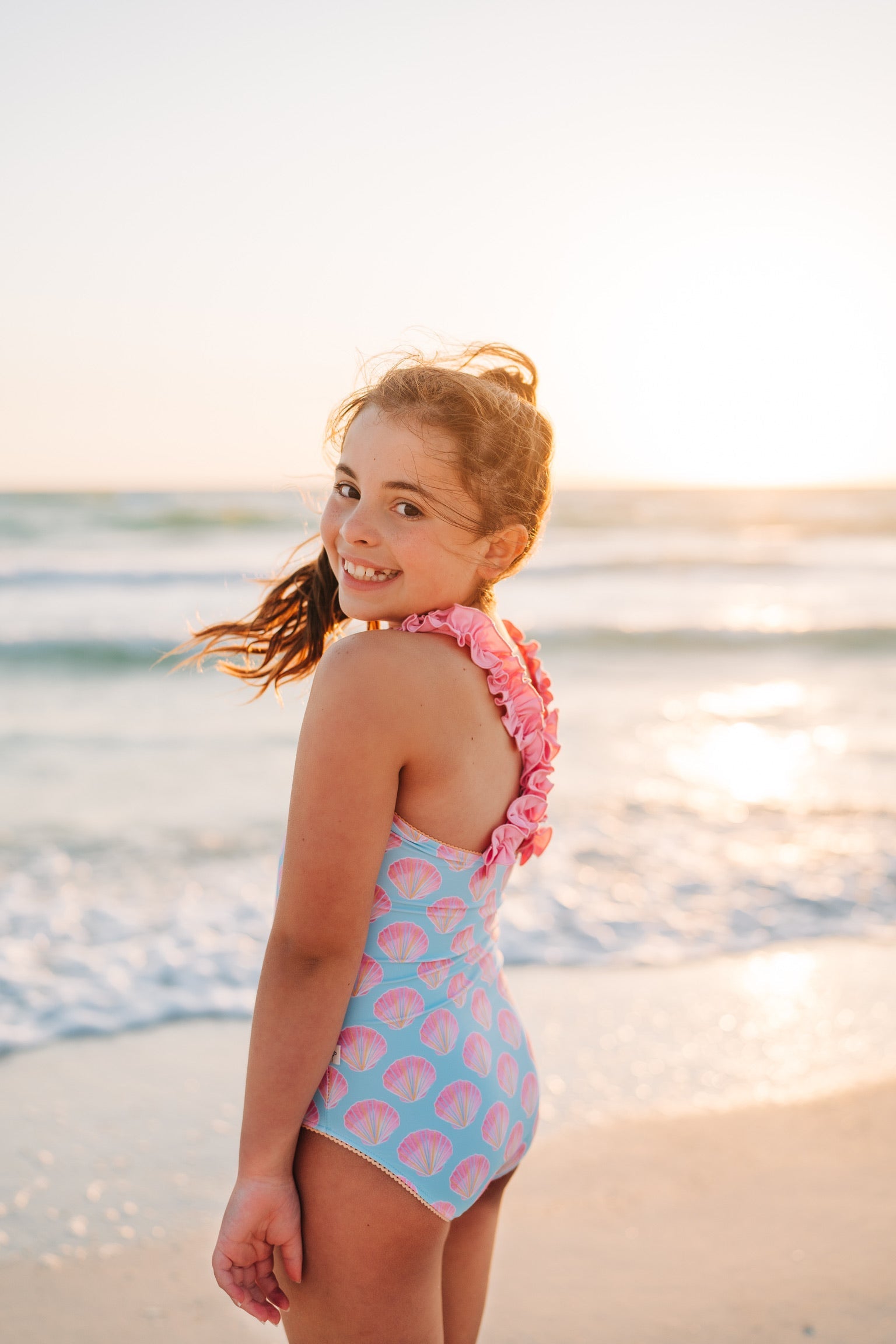 Serene Seashell Ruffle Strap One Piece