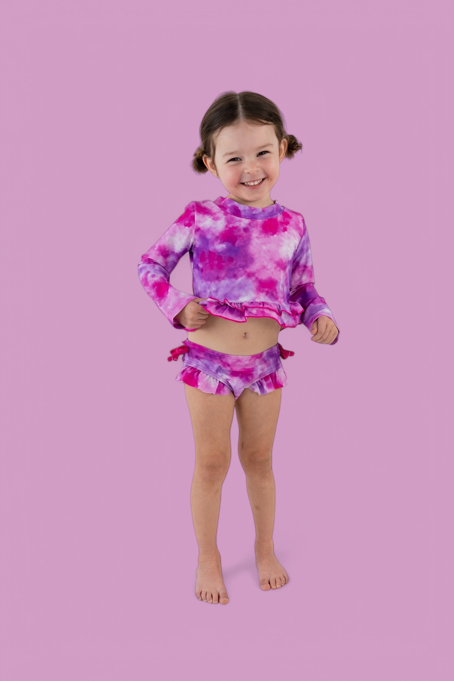 Candy Clouds Dream 2-piece Rash Guard Ruffle Swim Suit