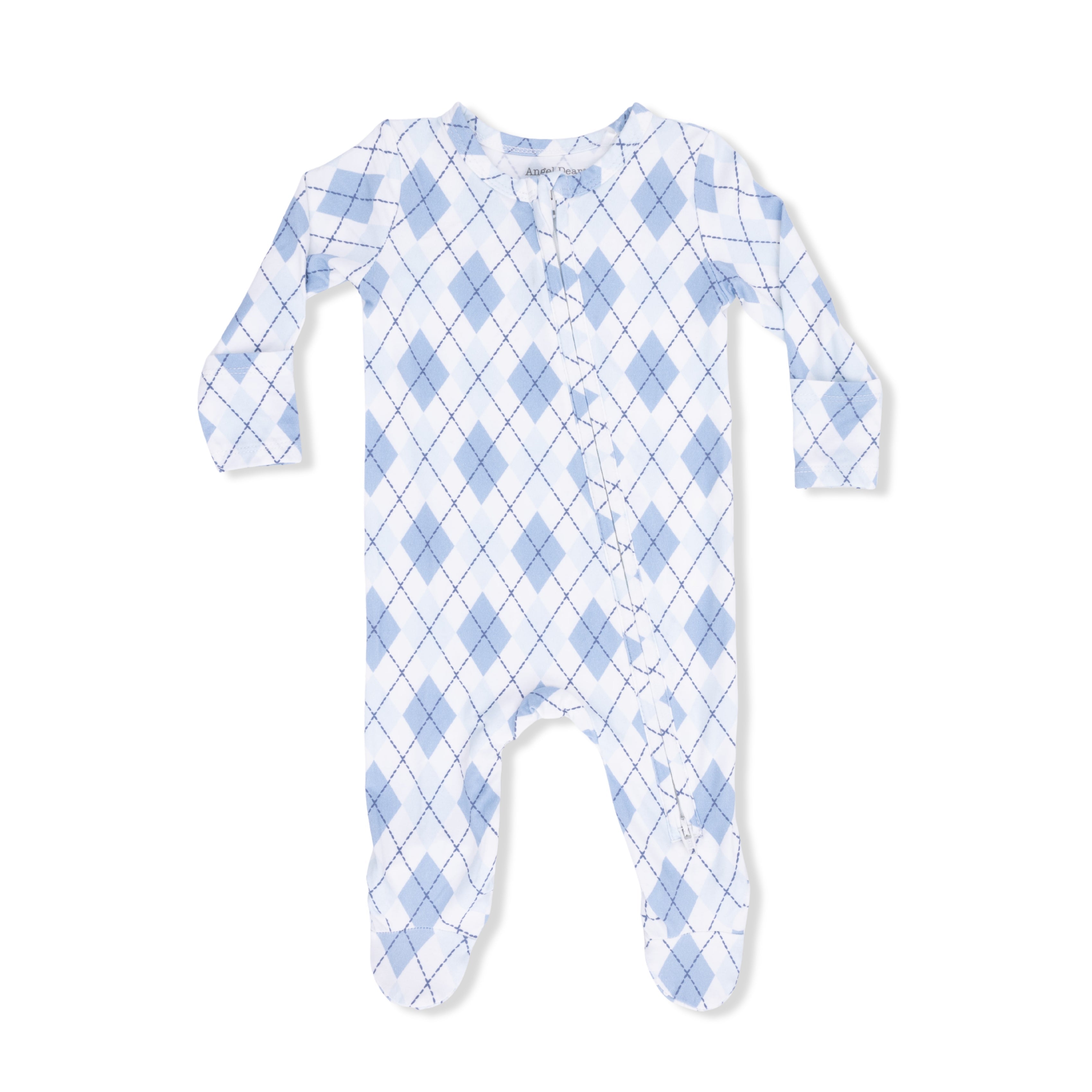 Blue Argyle - 2 Way Zipper Footie