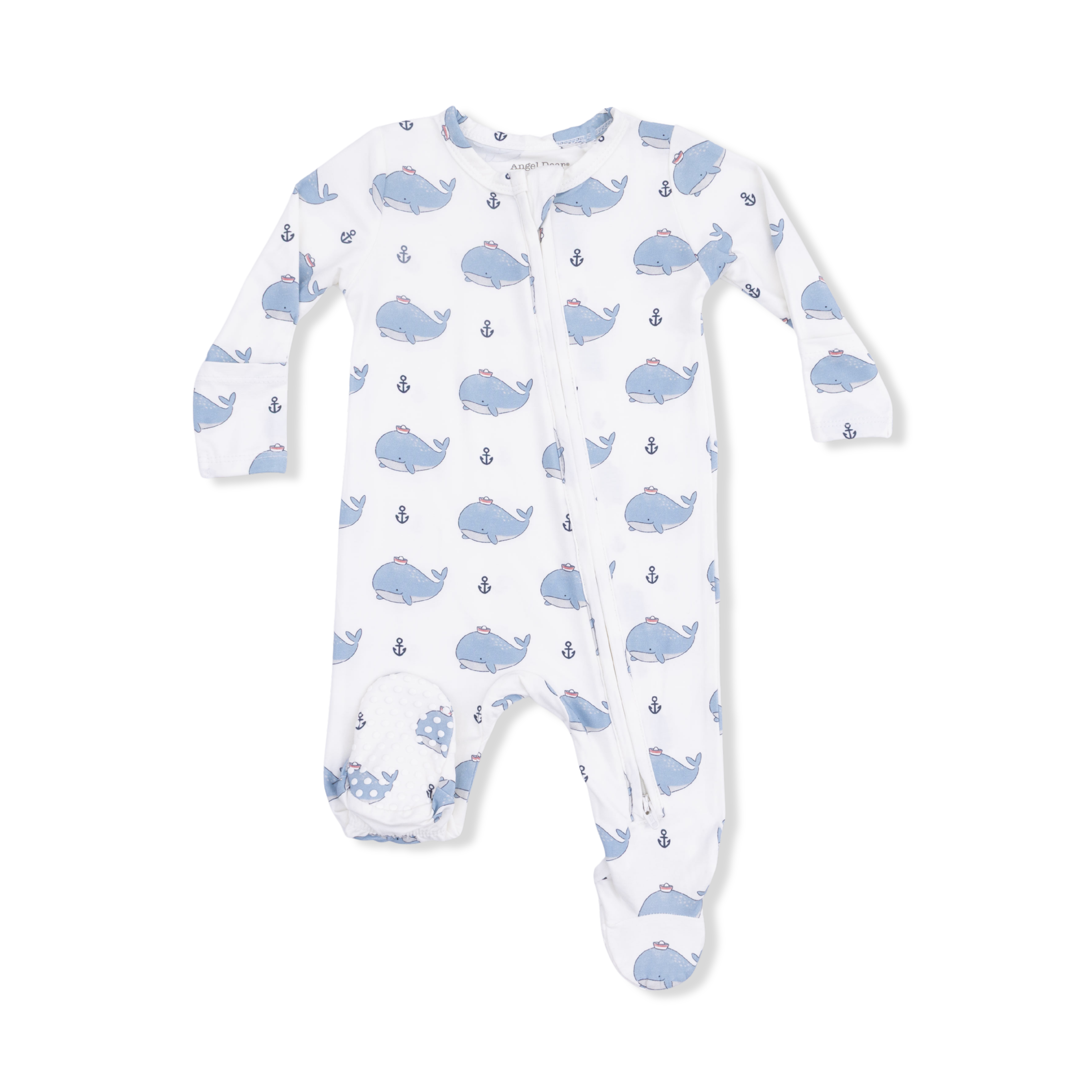 Bubbly Sailor Whales Blue - 2 Way Zipper Footie