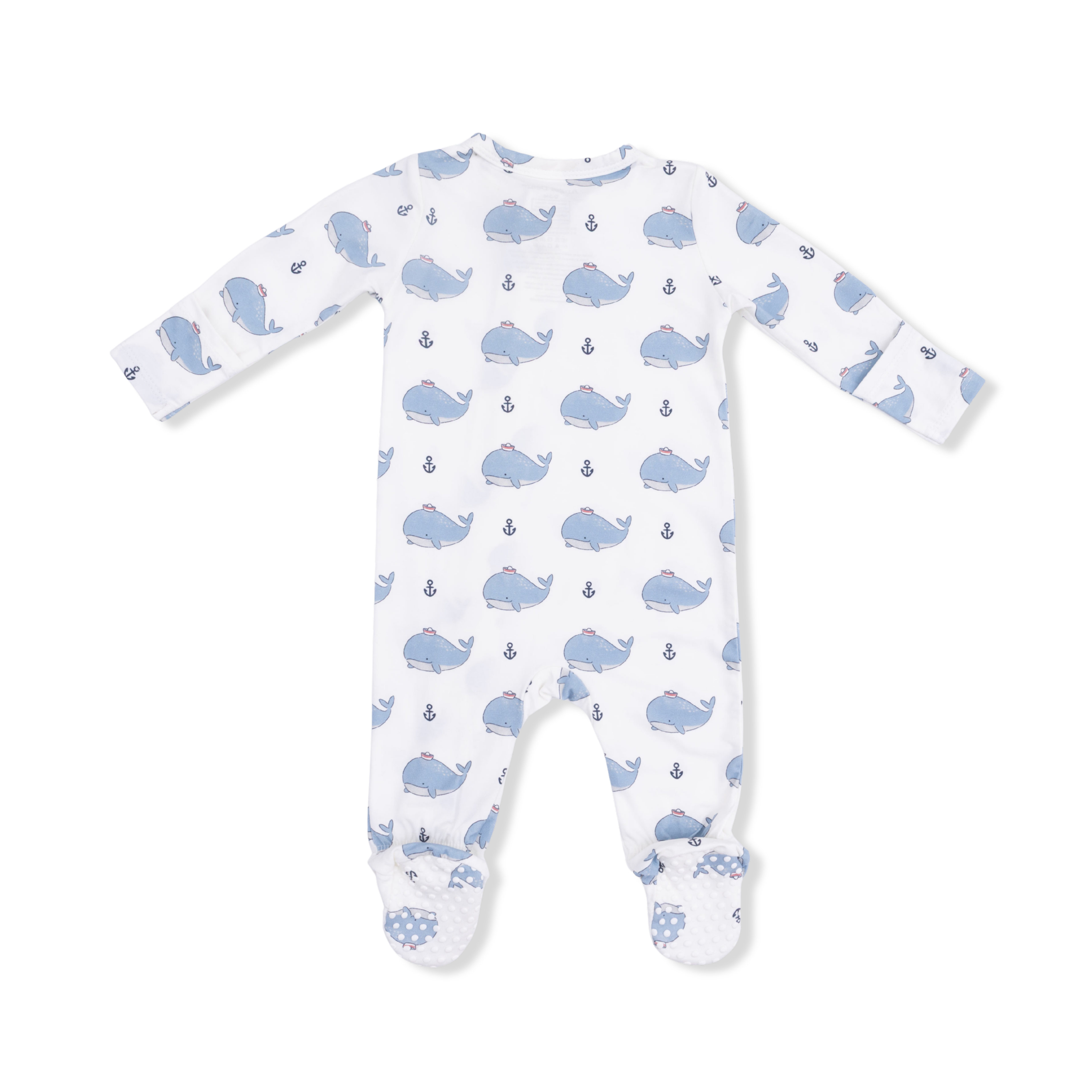 Bubbly Sailor Whales Blue - 2 Way Zipper Footie