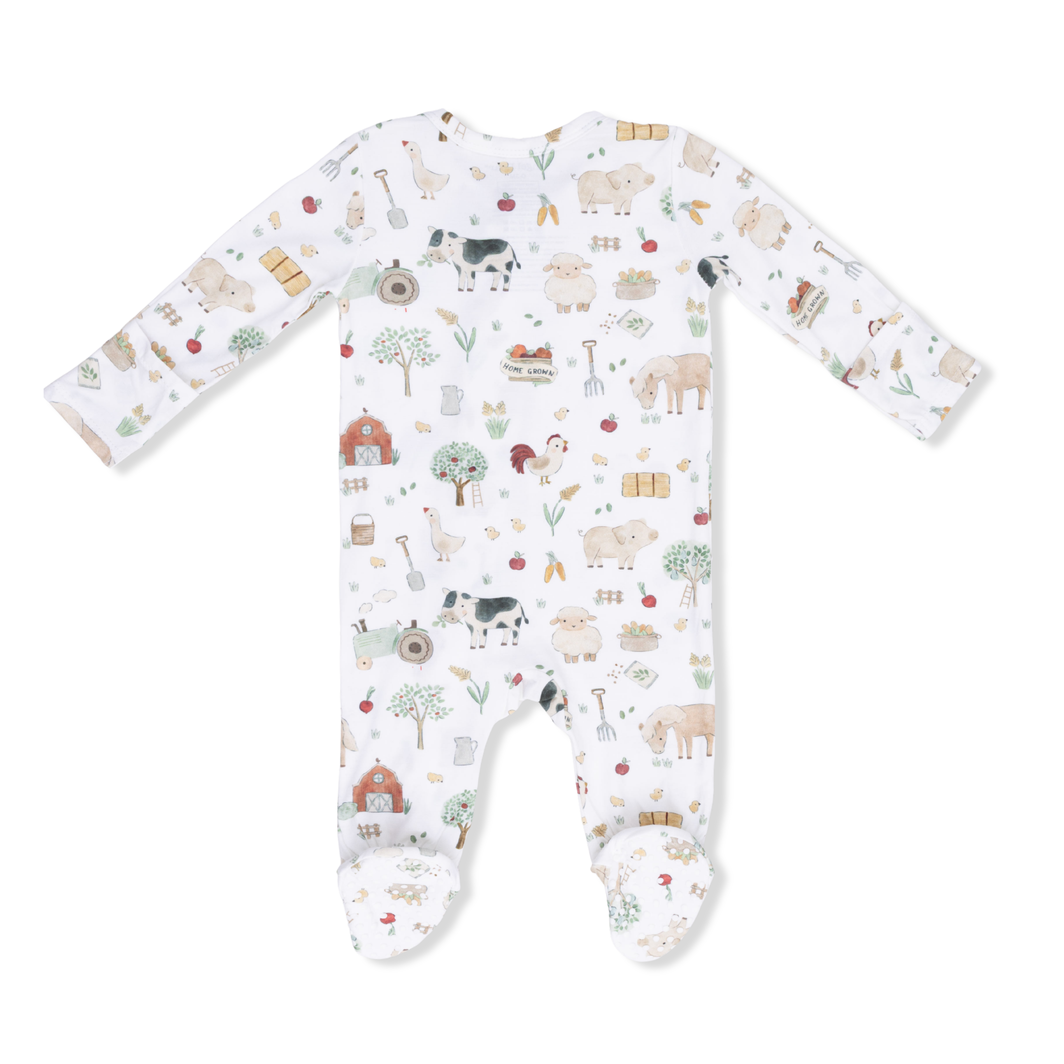 Cute Farm Animals Uni - 2 Way Zipper Footie, Swaddle & Bandana Bib Set