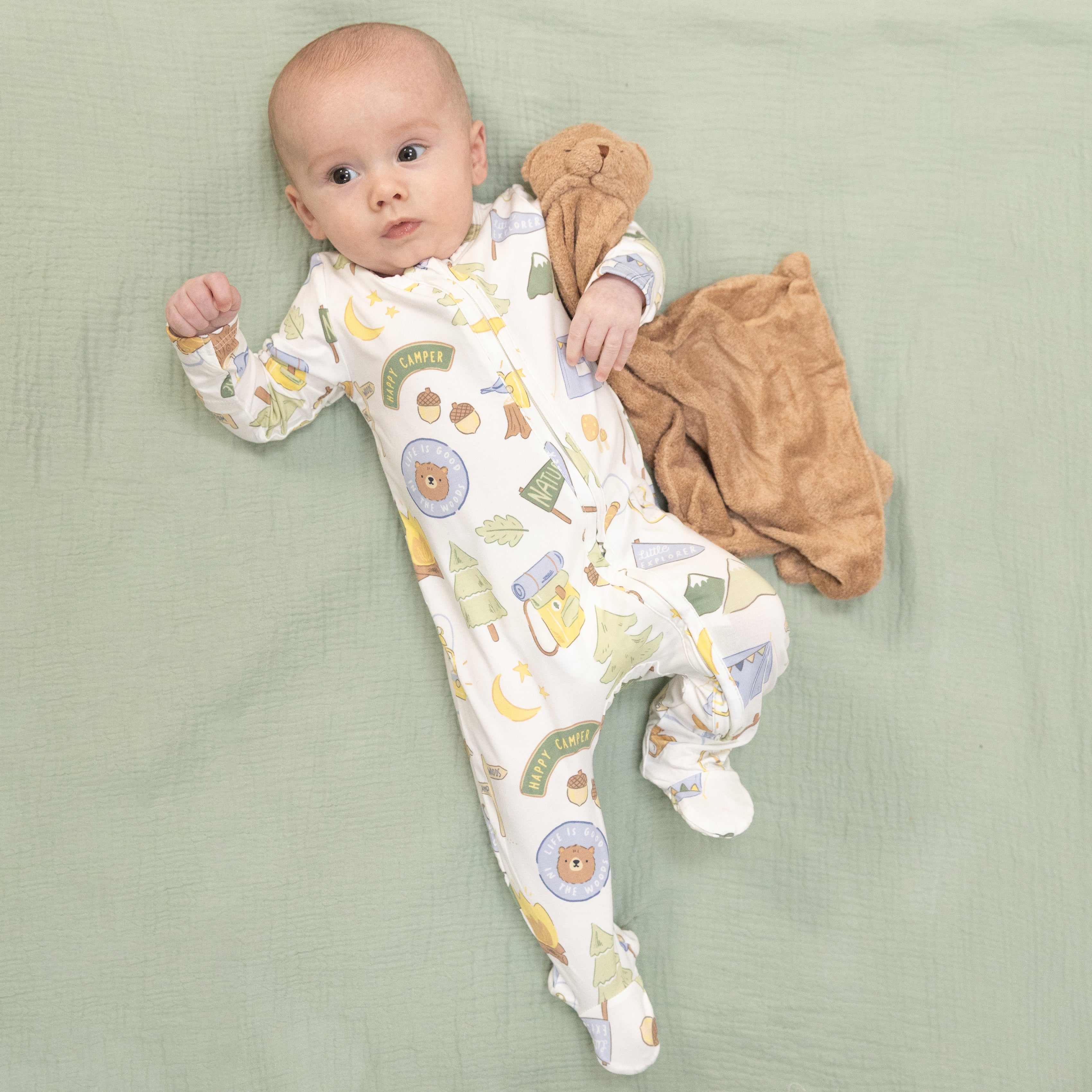 Camping Blue - 2 Way Zipper Footie