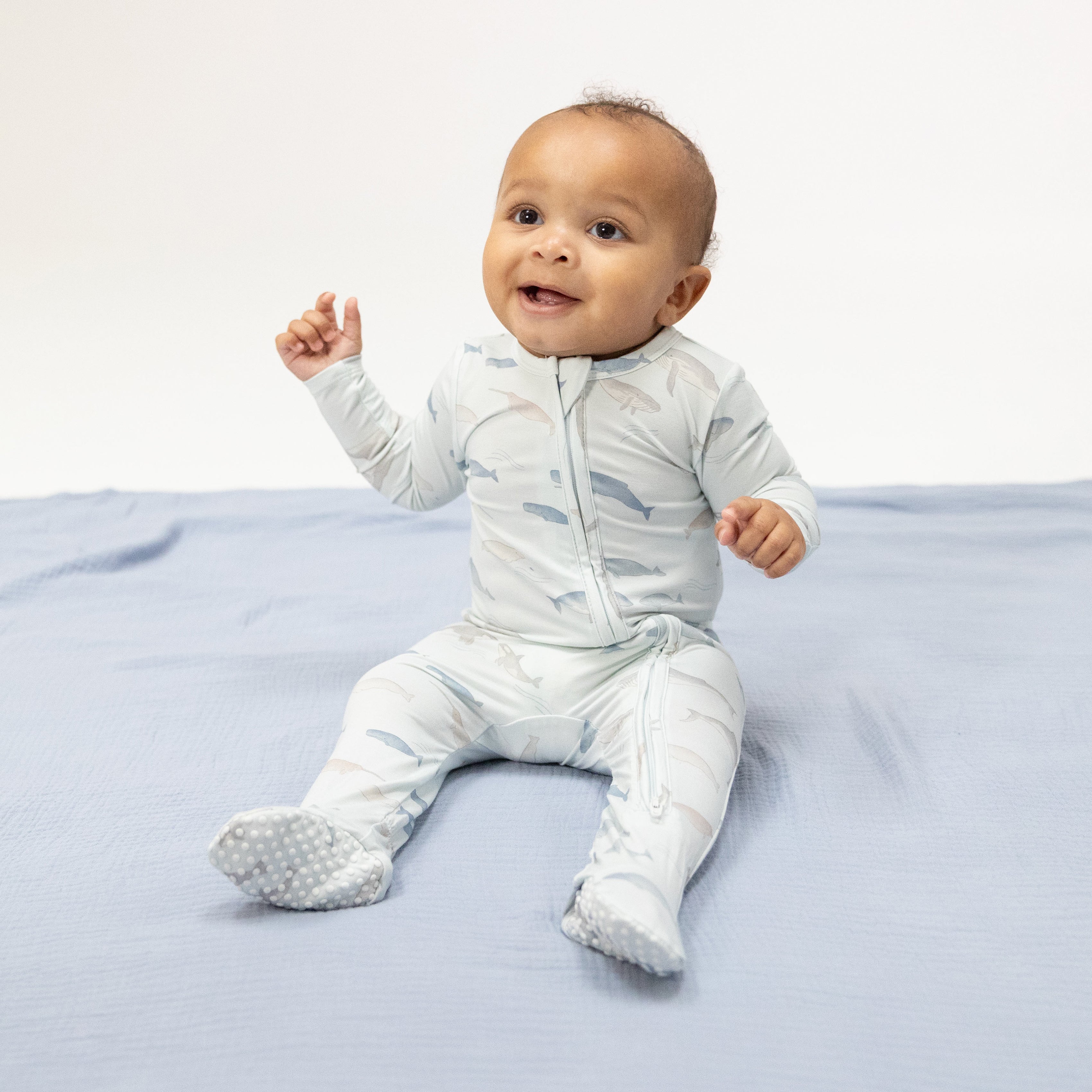 Little Whales - 2 Way Zipper Footie