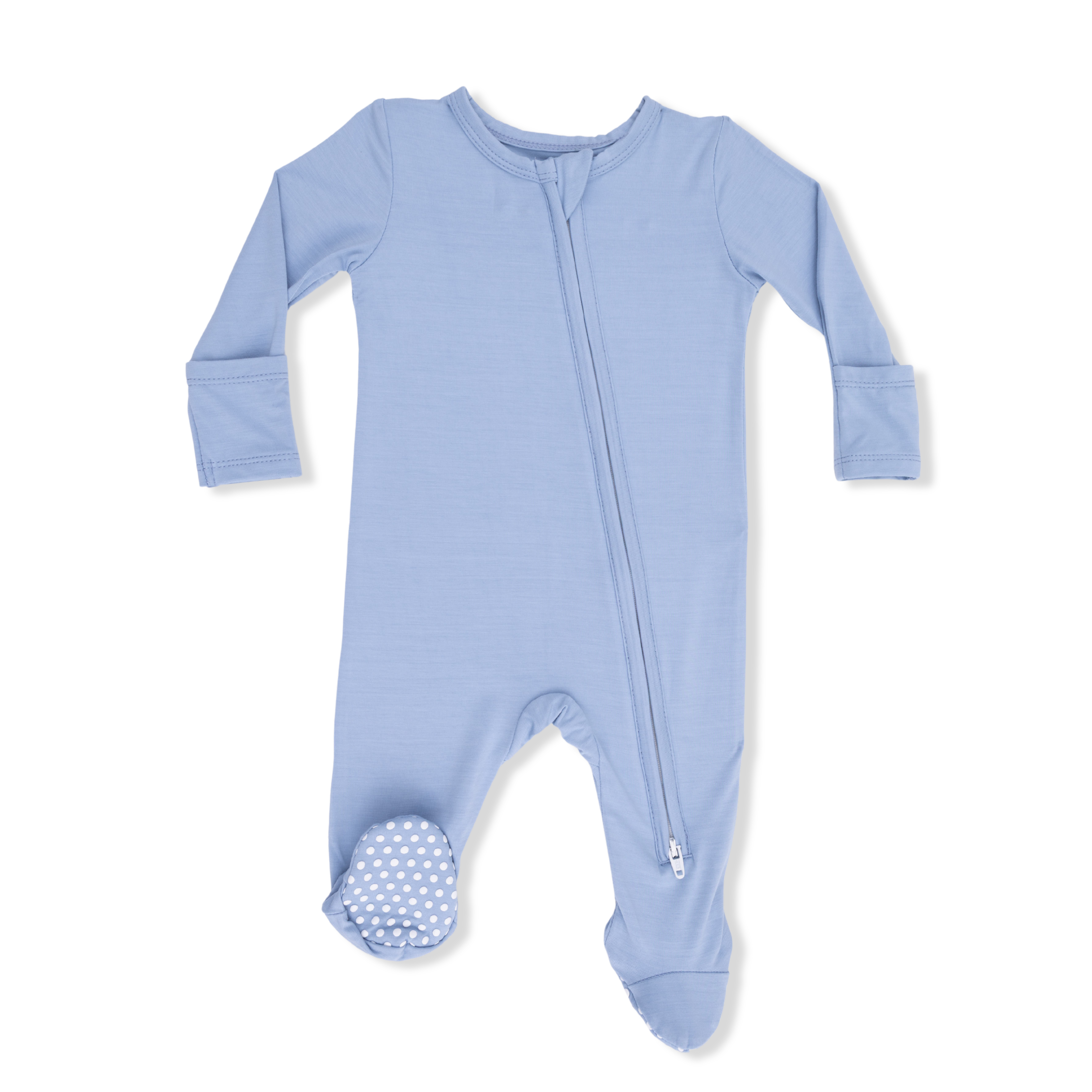 Solid Blue Fog - 2 Way Zipper Footie
