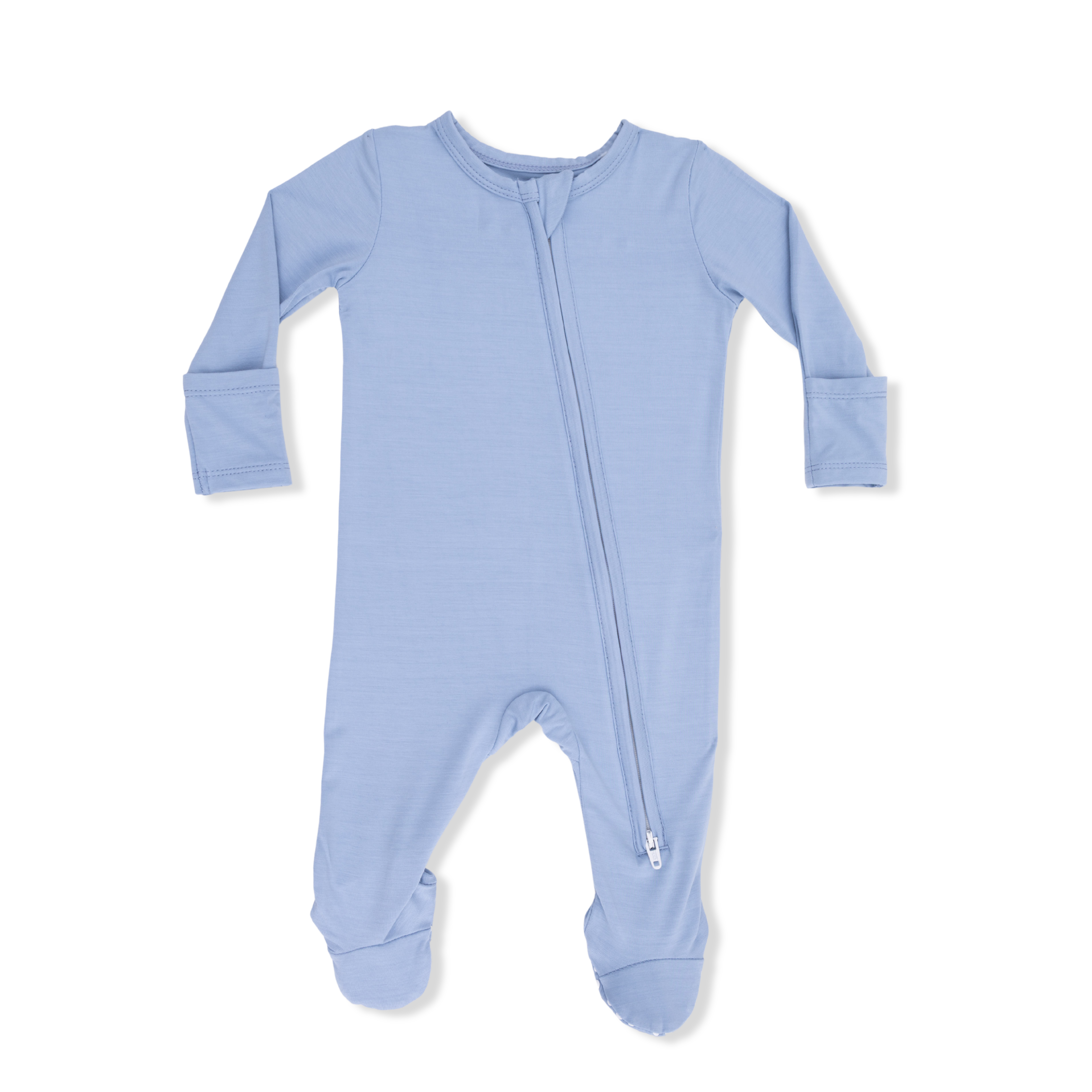 Solid Blue Fog - 2 Way Zipper Footie