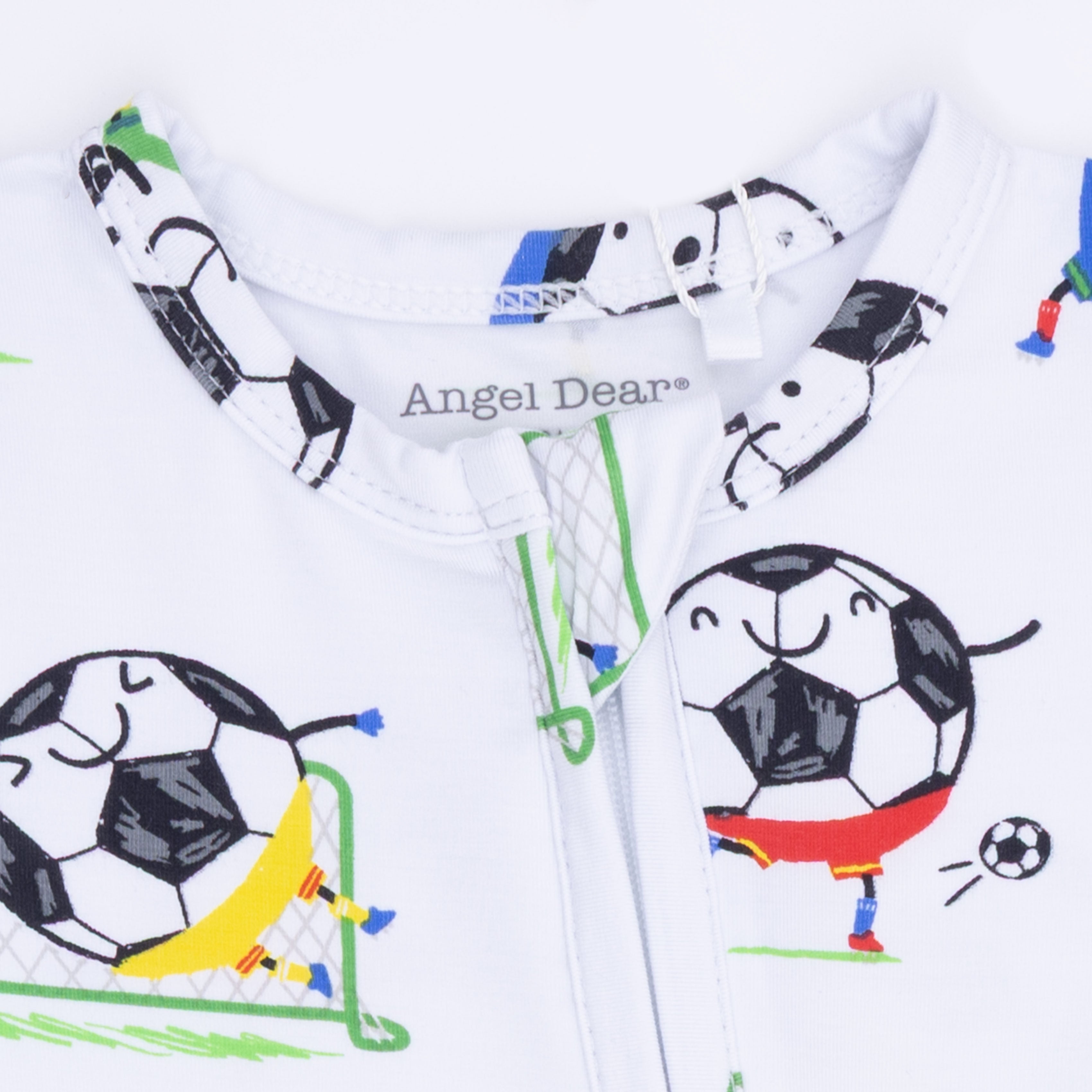 Soccer Balls Playing Soccer Blue - 2 Way Zipper Footie