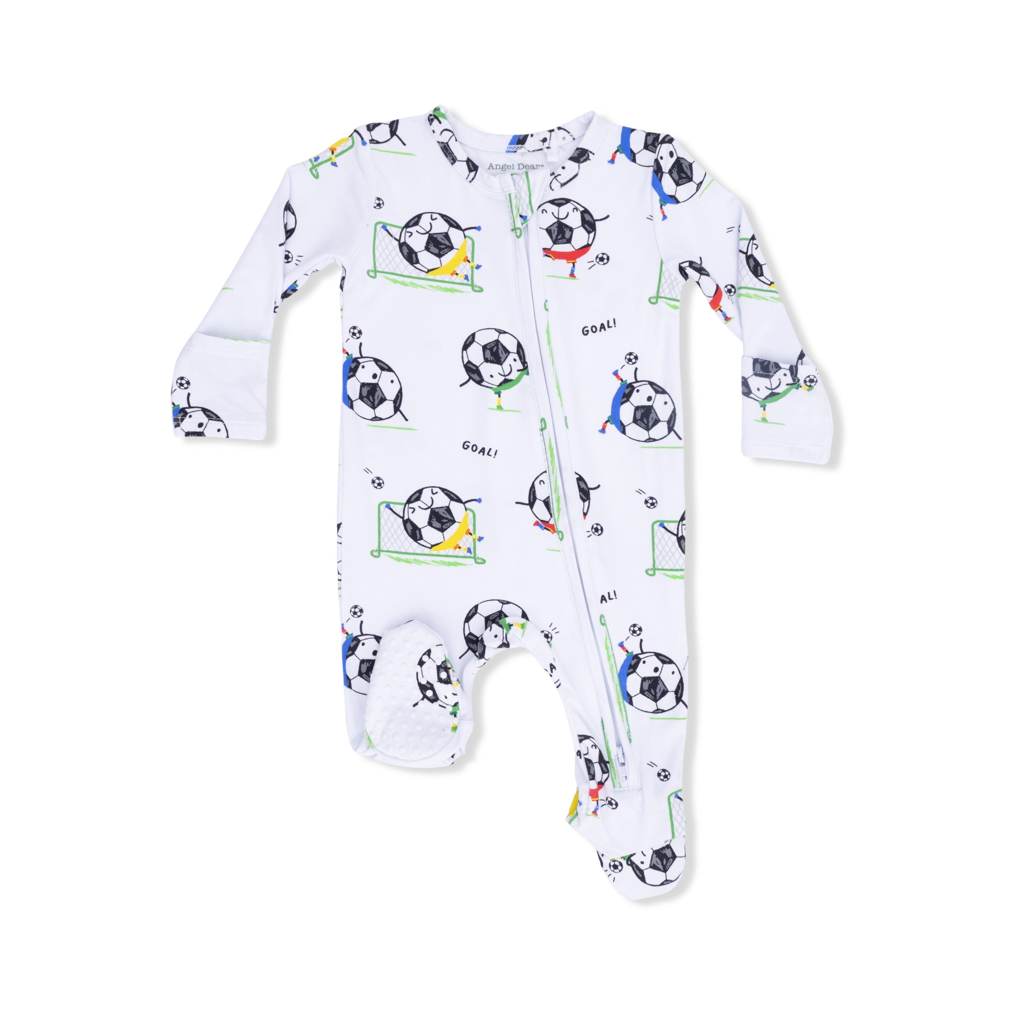 Soccer Balls Playing Soccer Blue - 2 Way Zipper Footie