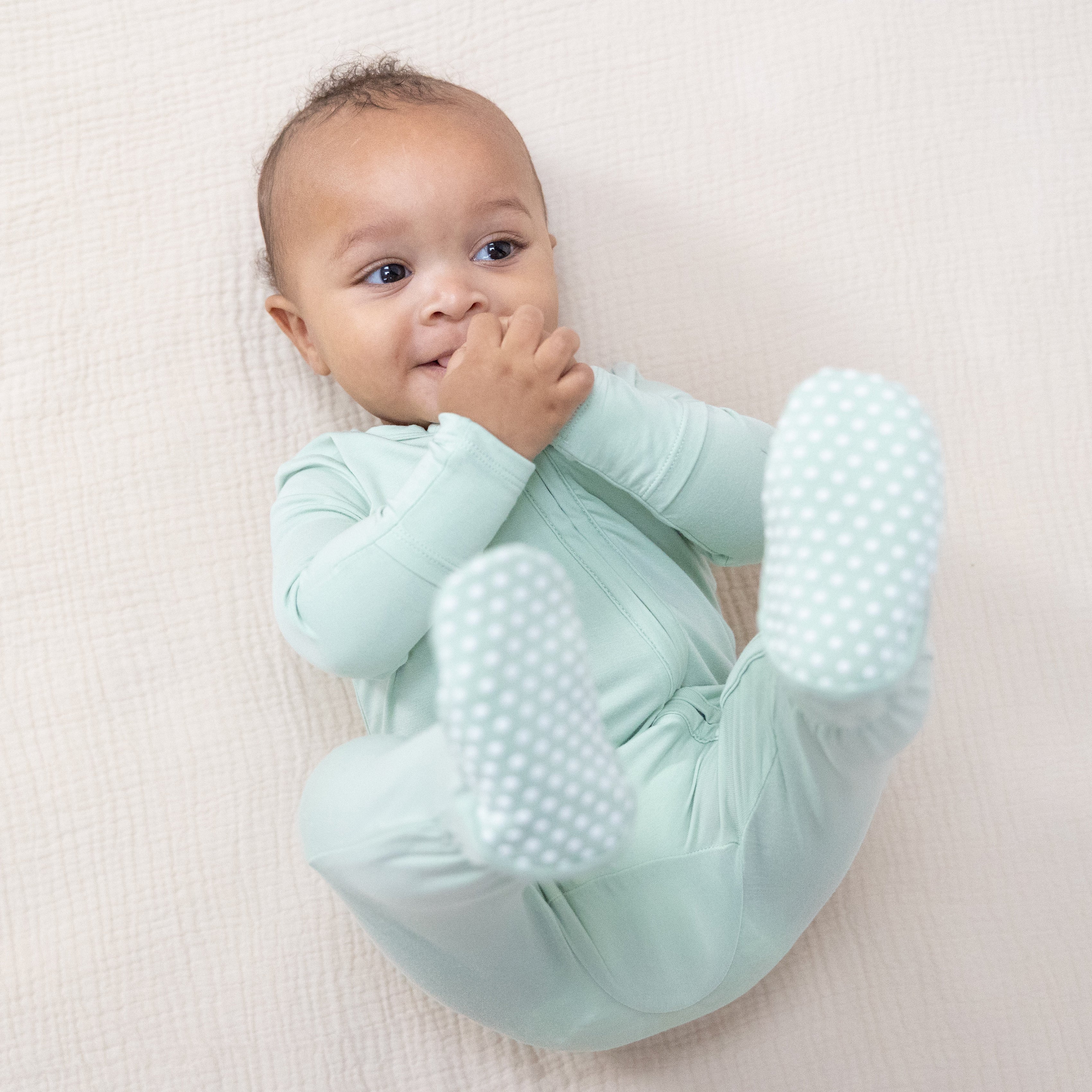 Solid Misty Blue - 2 Way Zipper Footie