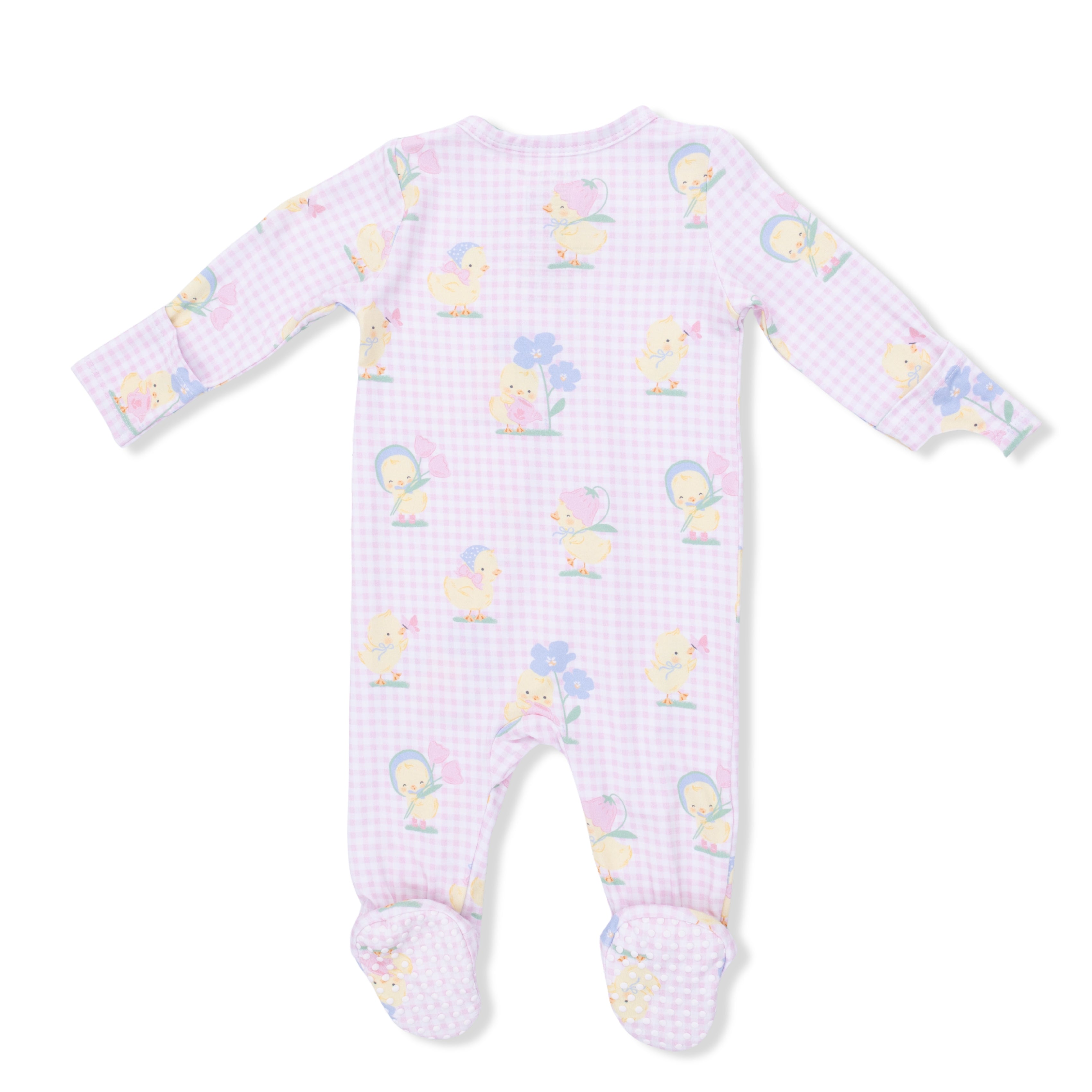Vintage Spring Ducklings Pink - 2 Way Zipper Footie
