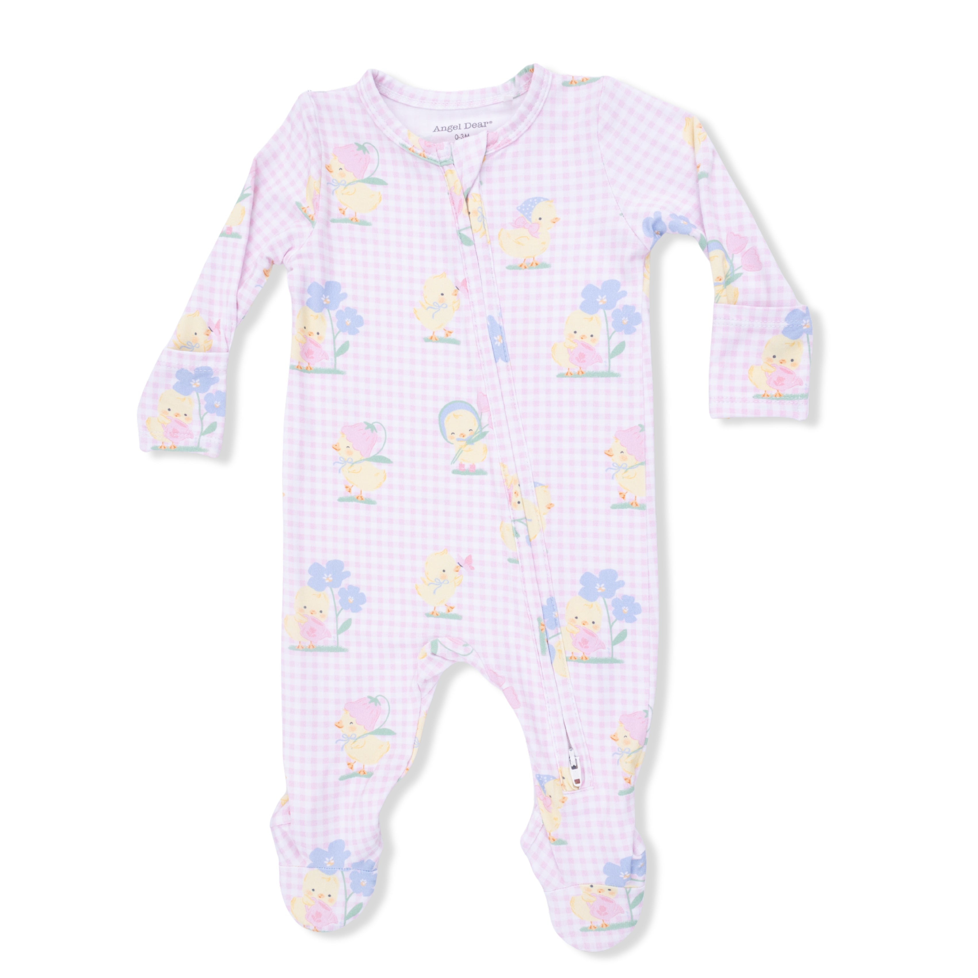 Vintage Spring Ducklings Pink - 2 Way Zipper Footie