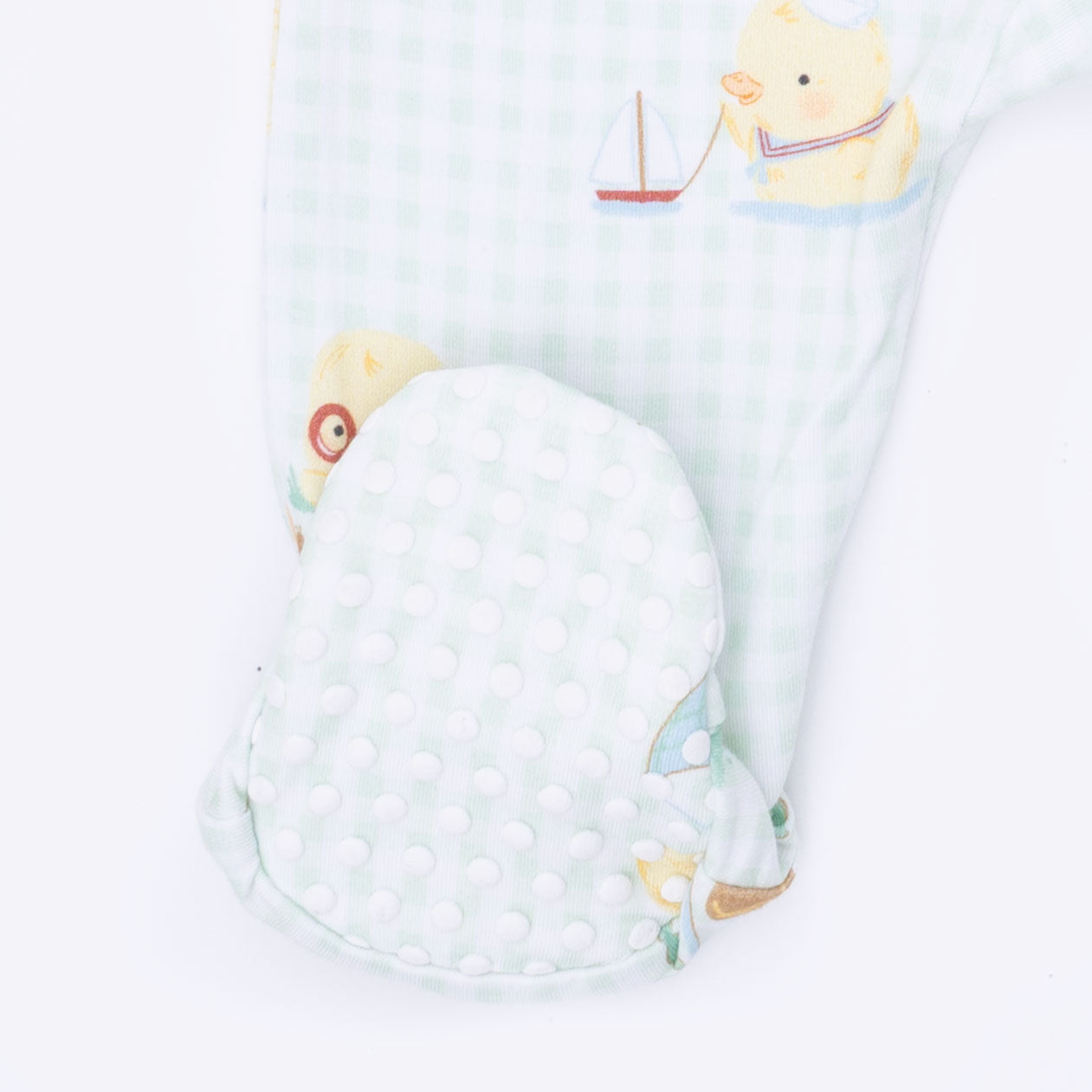 Vintage Spring Ducklings Green - 2 Way Zipper Footie