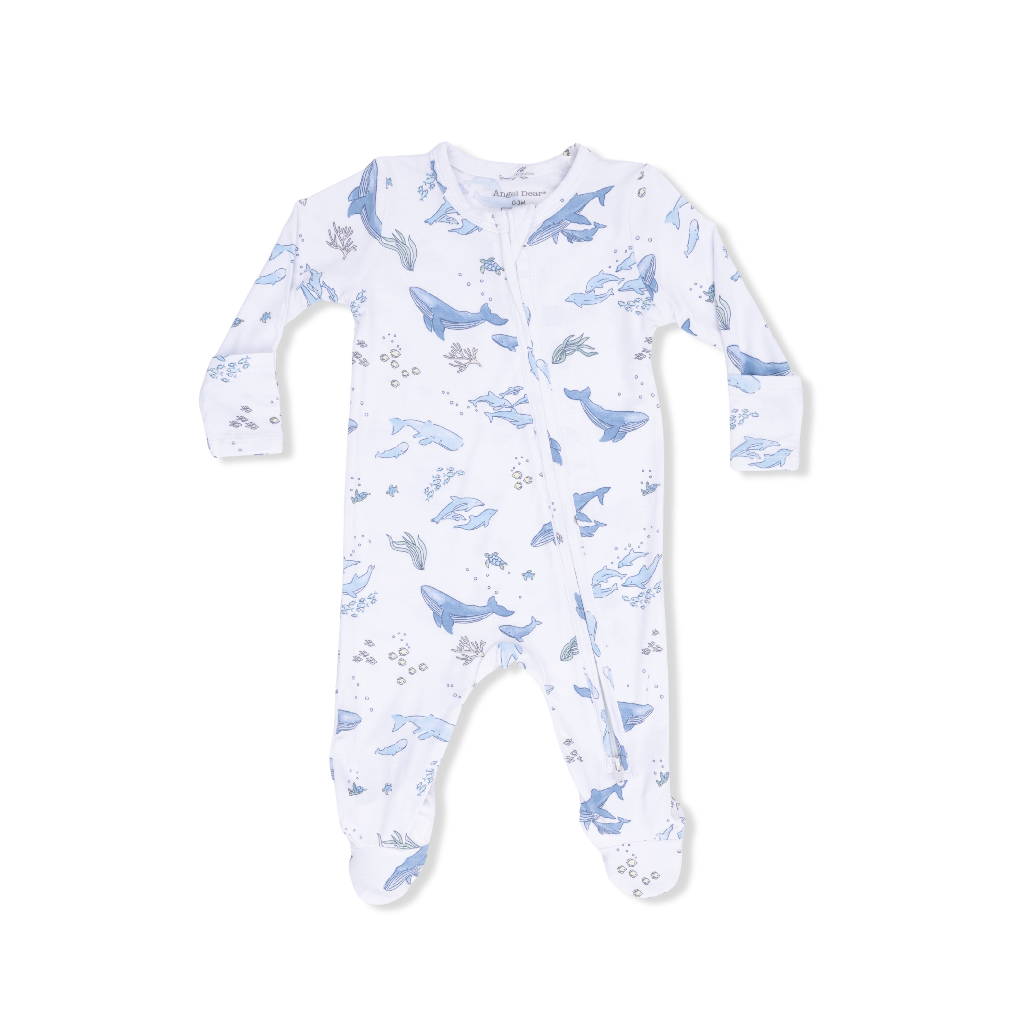 Watercolor Blue Whales - 2 Way Zipper Footie