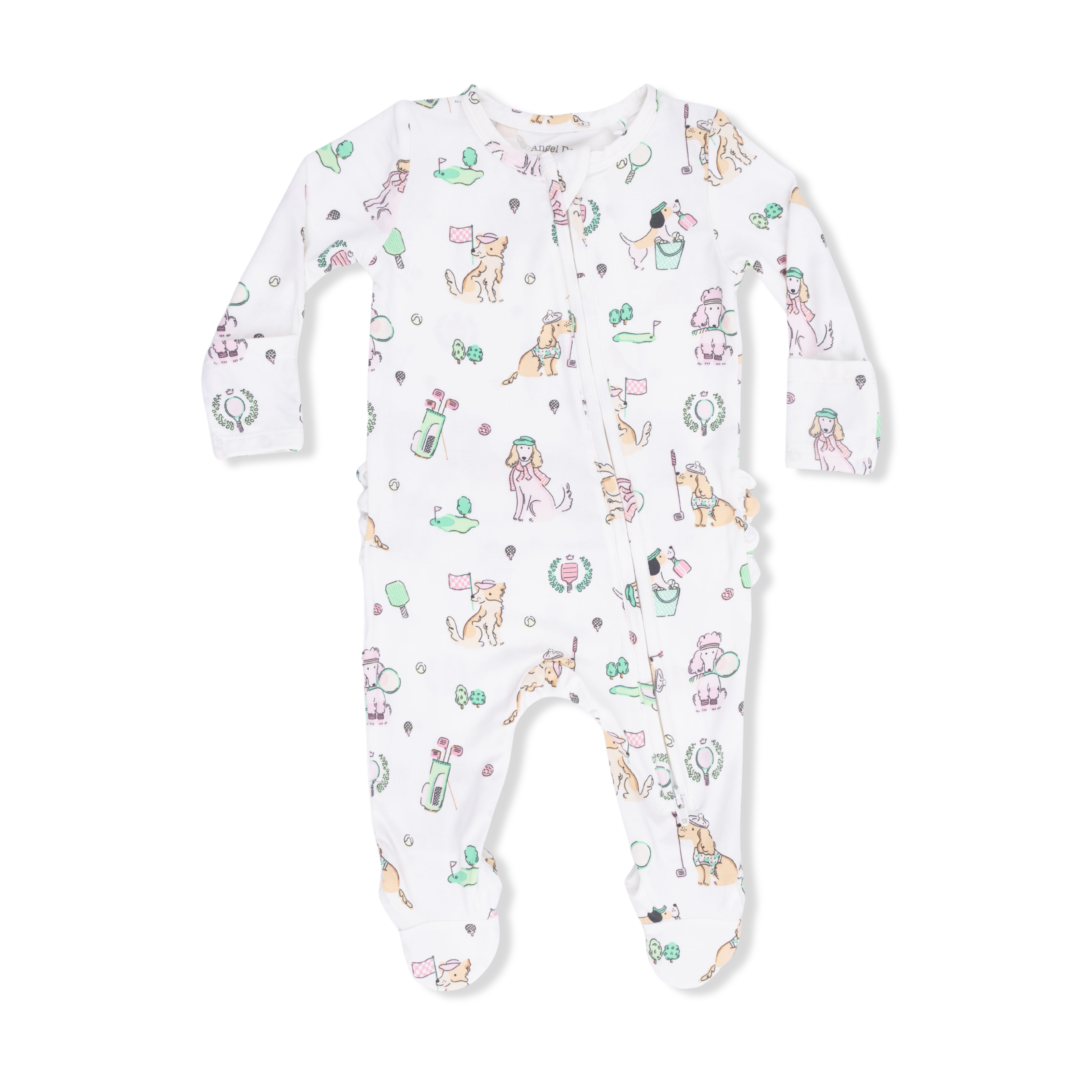 Country Club Dogs Pink - 2 Way Ruffle Back Zipper Footie