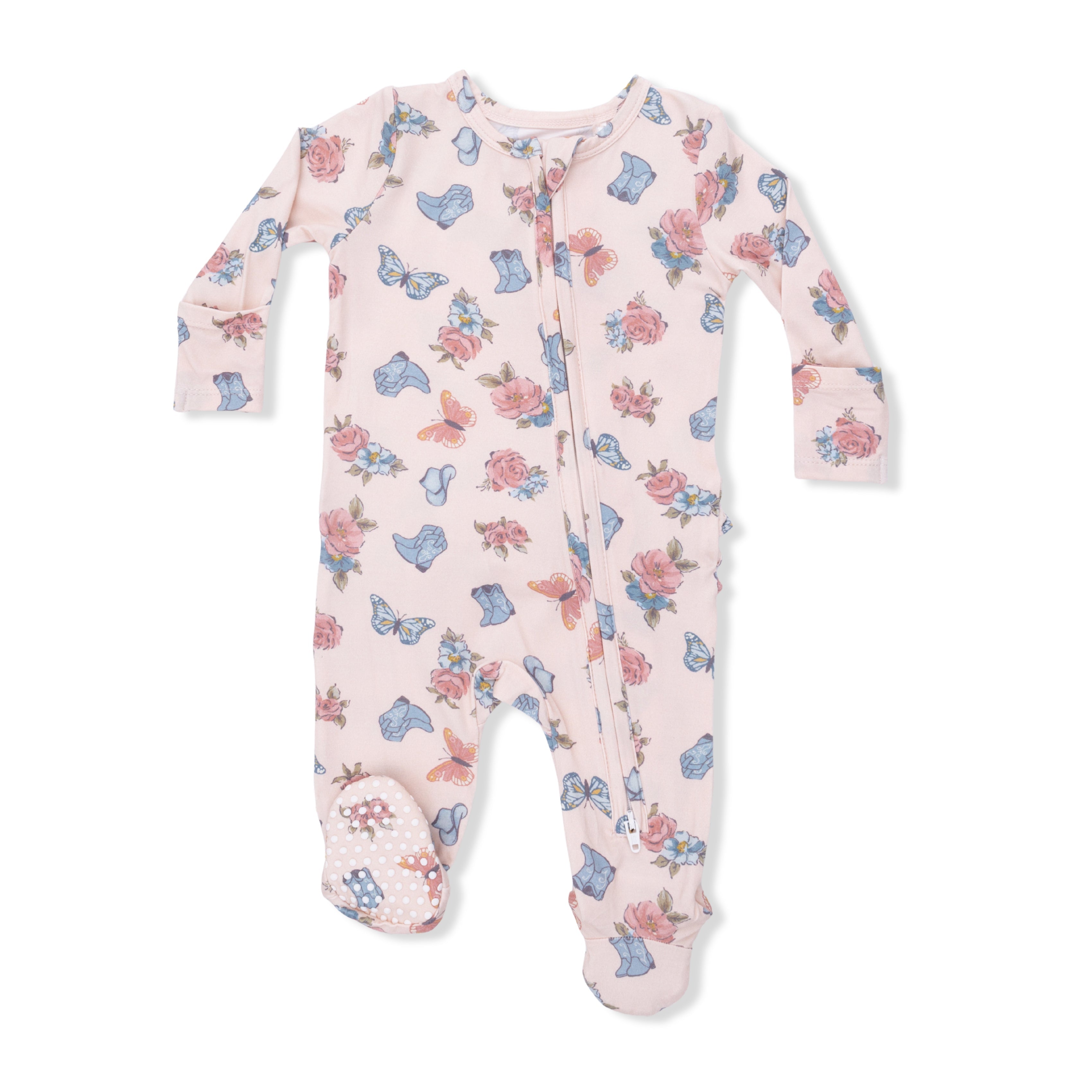 Country Girl Boots - 2 Way Ruffle Back Zipper Footie