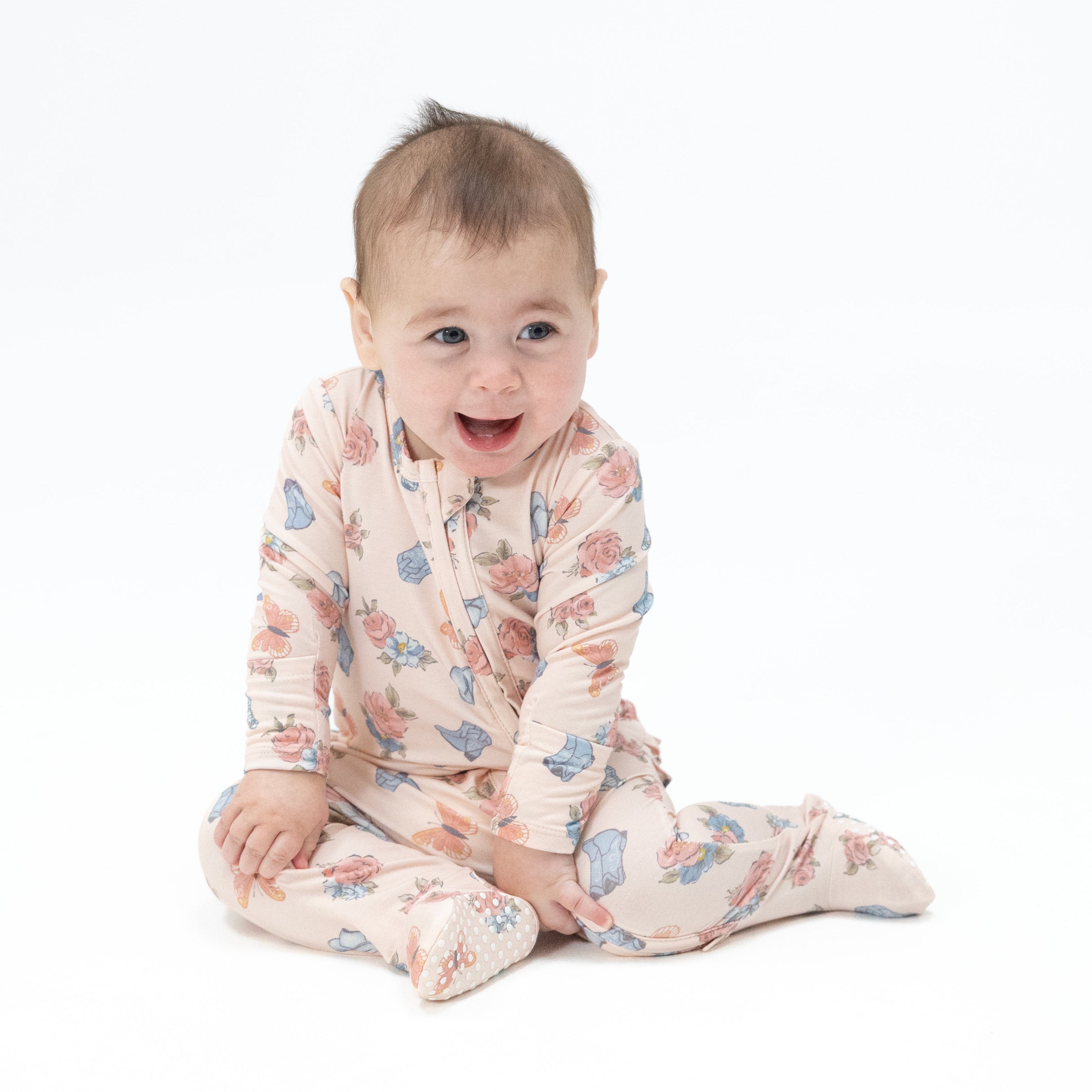 Country Girl Boots - 2 Way Ruffle Back Zipper Footie