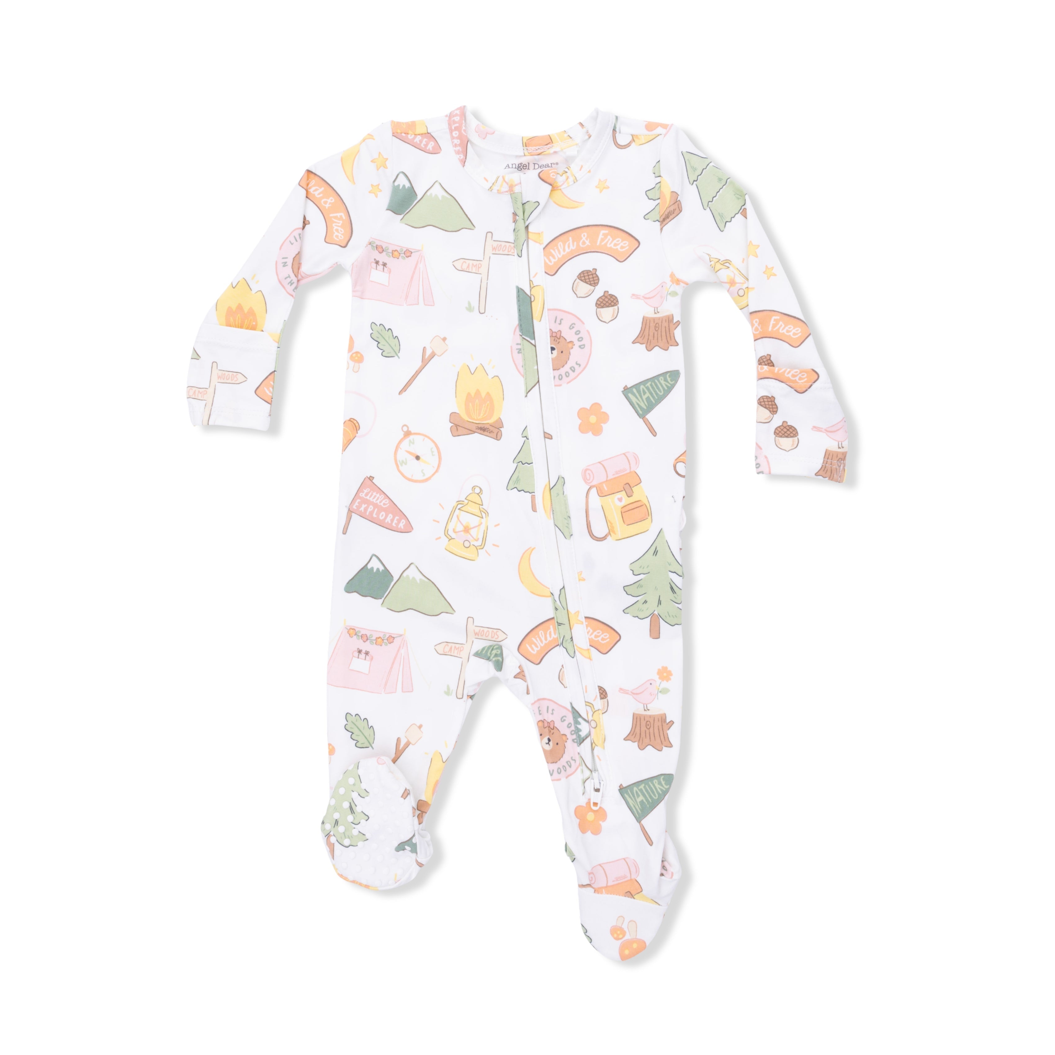 Camping Pink - 2 Way Ruffle Back Zipper Footie