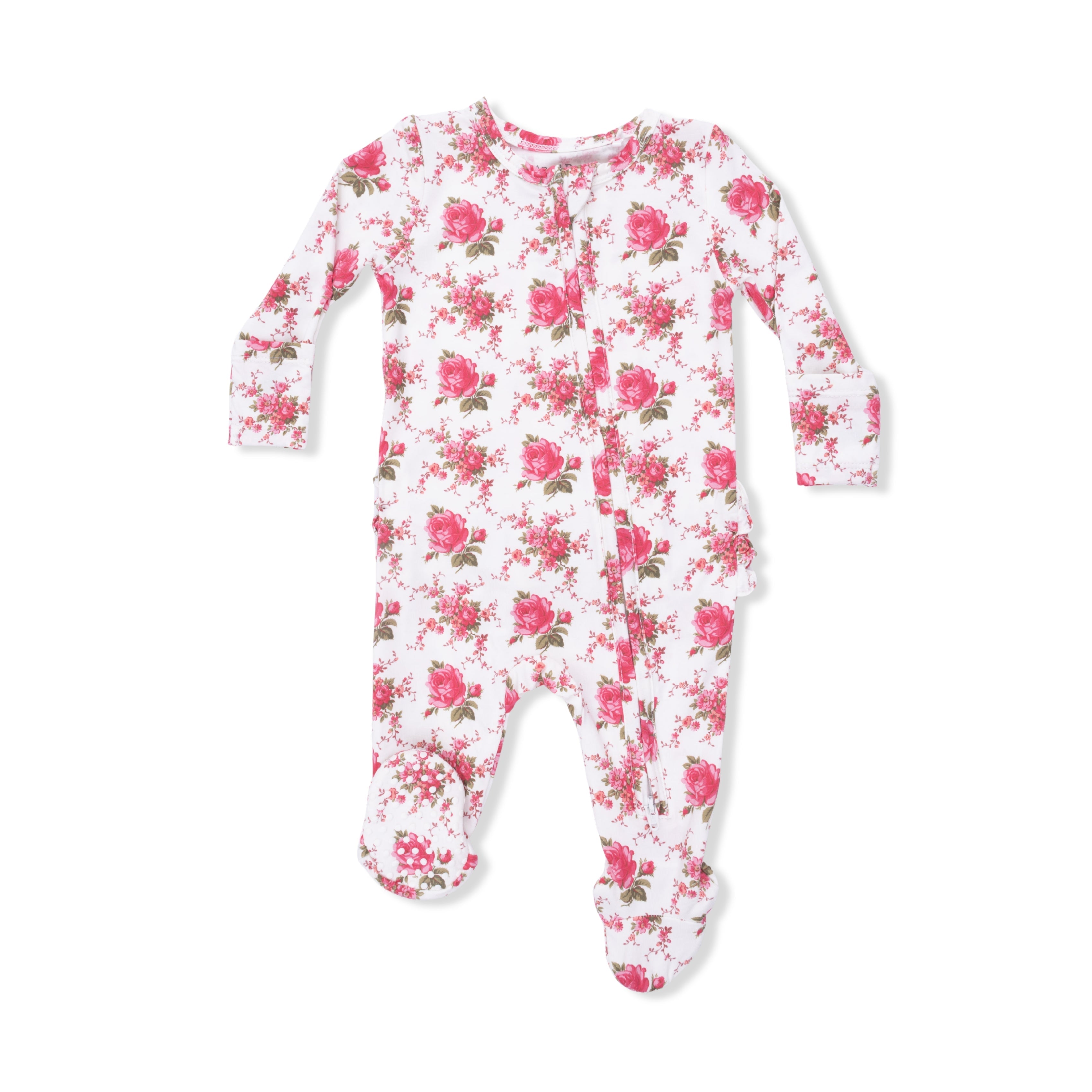 Elegant Roses - 2 Way Ruffle Back Zipper Footie