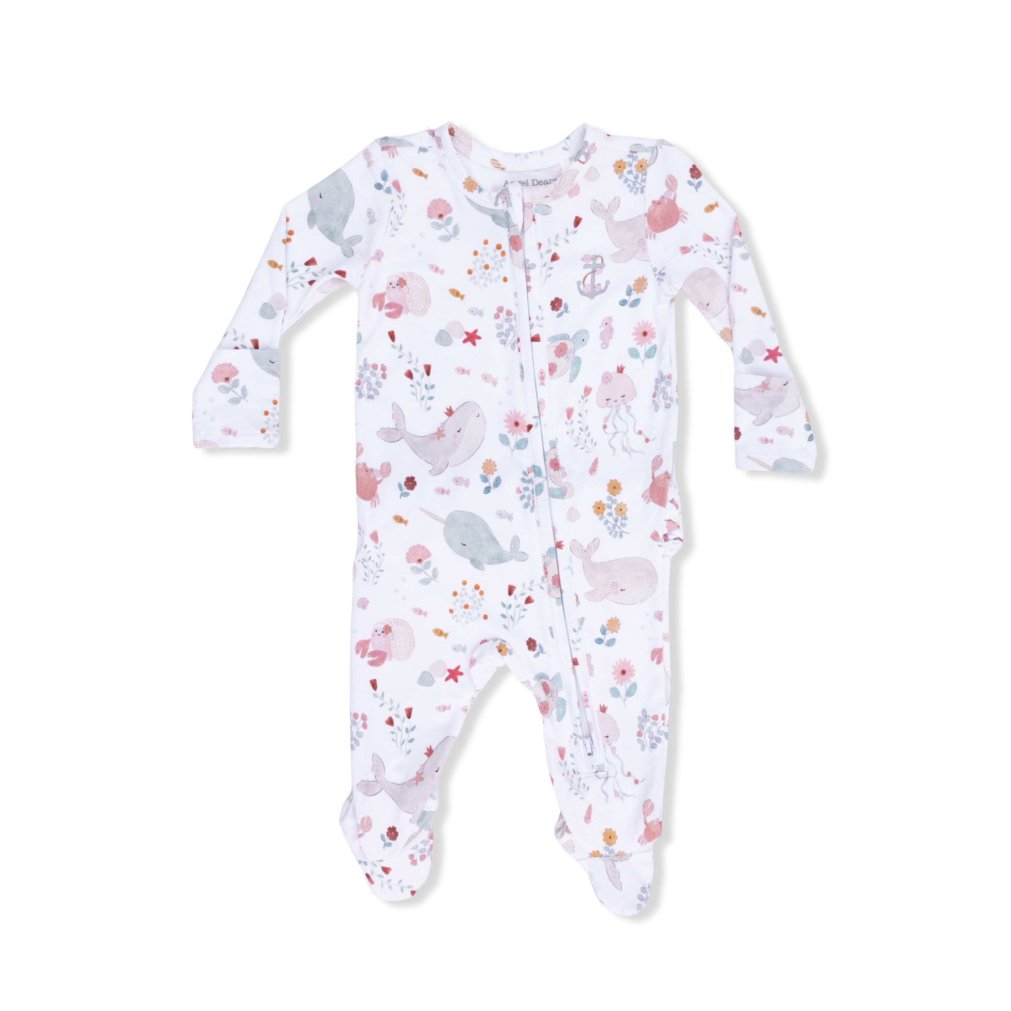 Garden Sea Creatures - 2 Way Ruffle Back Zipper Footie