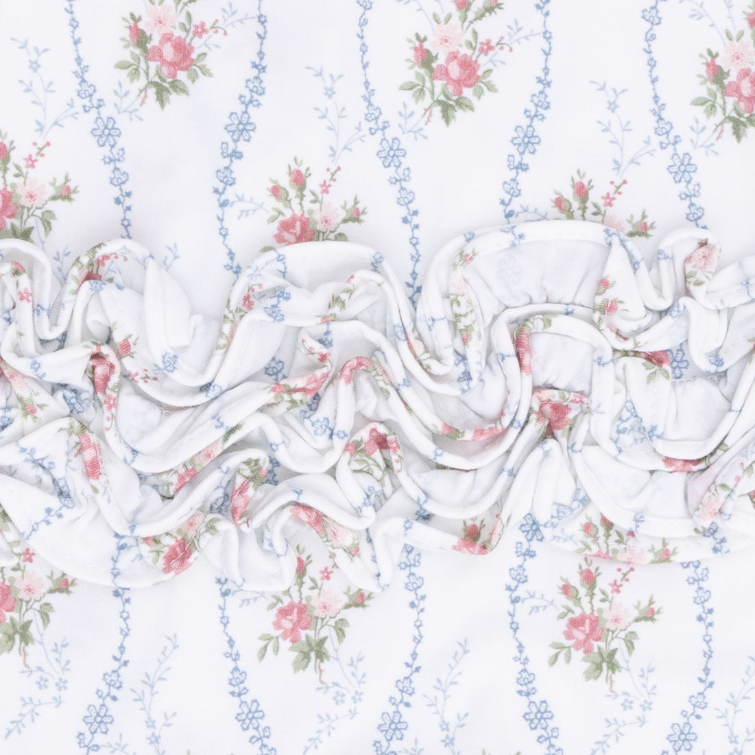 Heirloom Rose Stripe - 2 Way Ruffle Back Zipper Footie