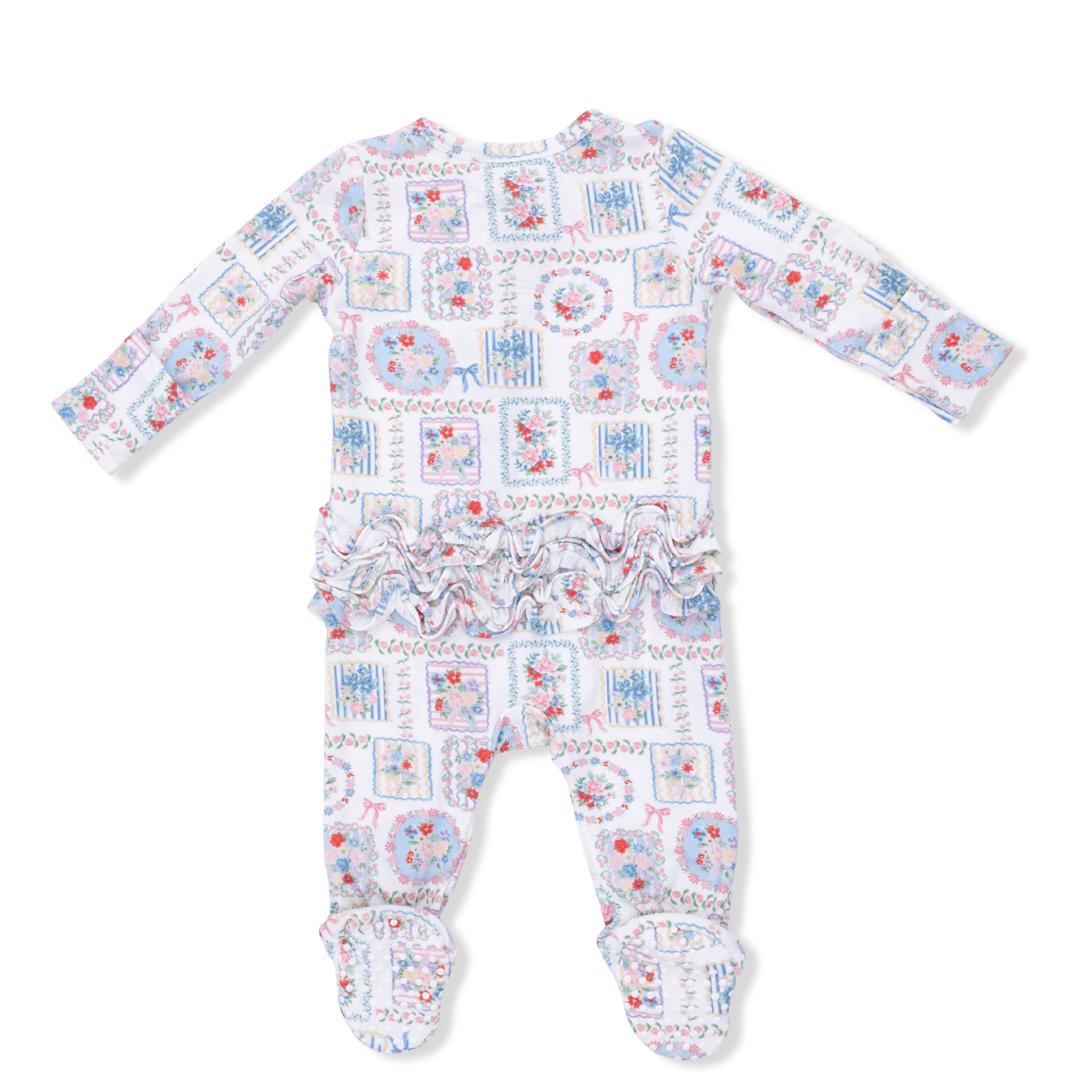 Julep's Floral Patchwork - 2 Way Ruffle Back Zipper Footie