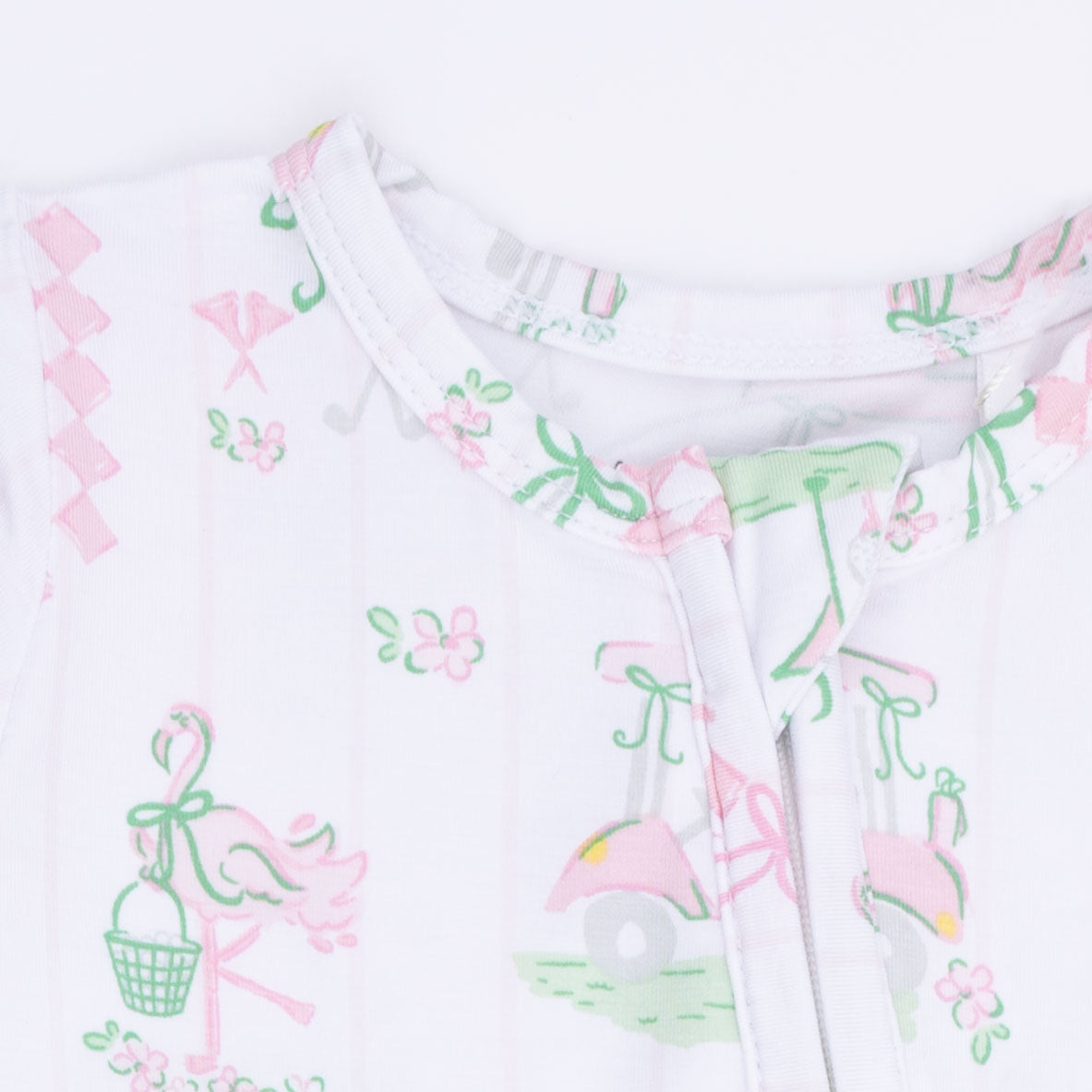 Pretty Golf - 2 Way Ruffle Back Zipper Footie & Bandana Bib Set