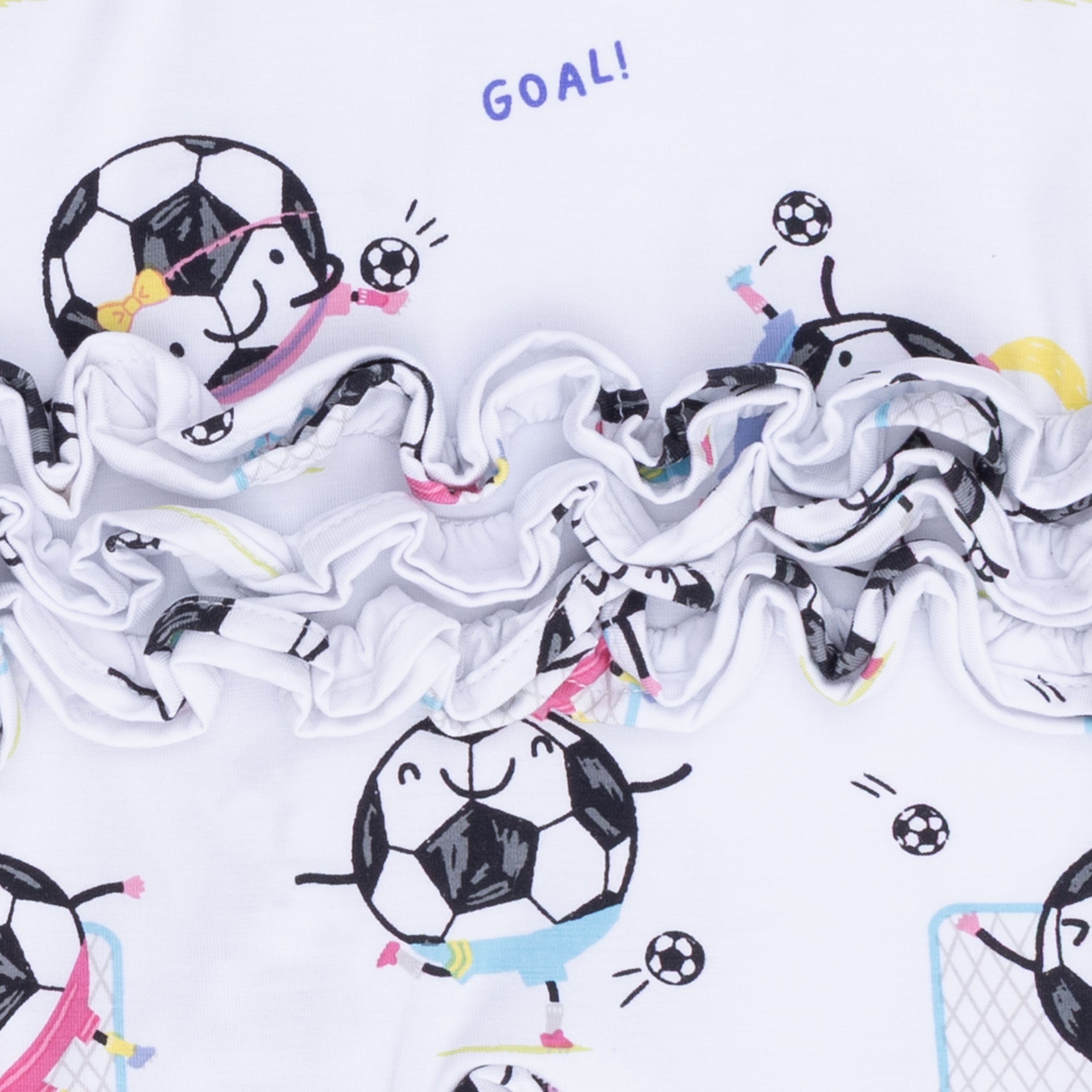 Soccer Balls Playing Soccer Pink - 2 Way Ruffle Back Zipper Footie