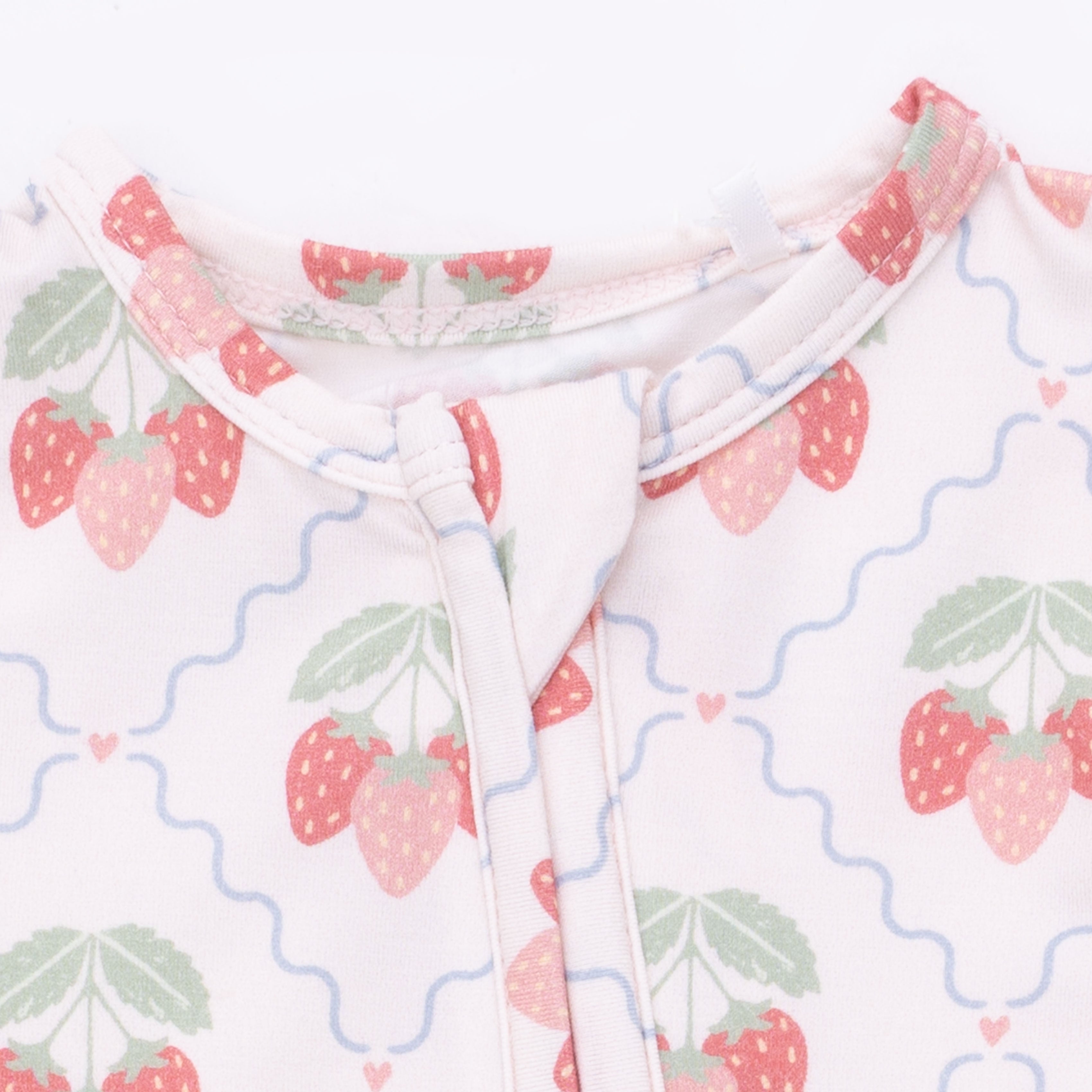 Sweet Strawberries - 2 Way Ruffle Back Zipper Footie