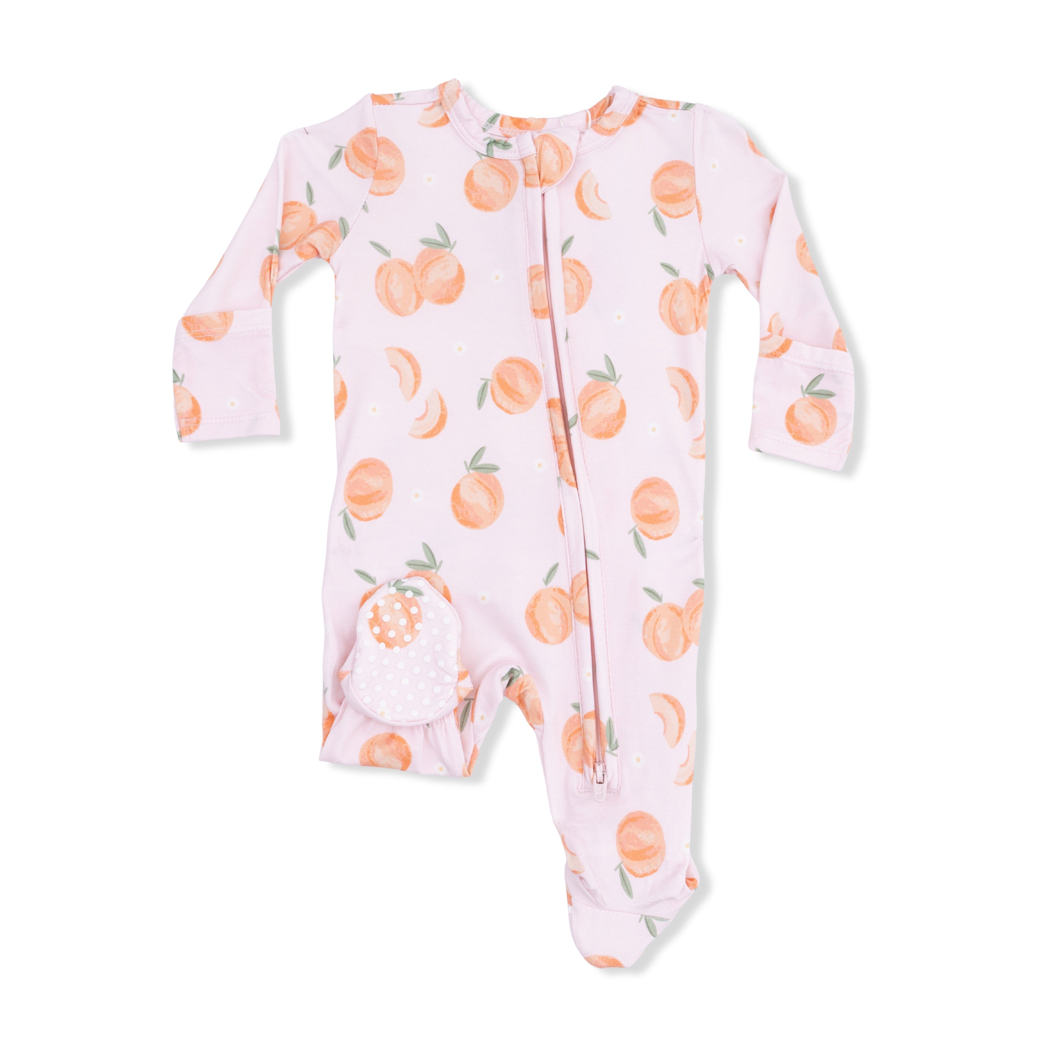 Sweet Peach - 2 Way Ruffle Back Zipper Footie